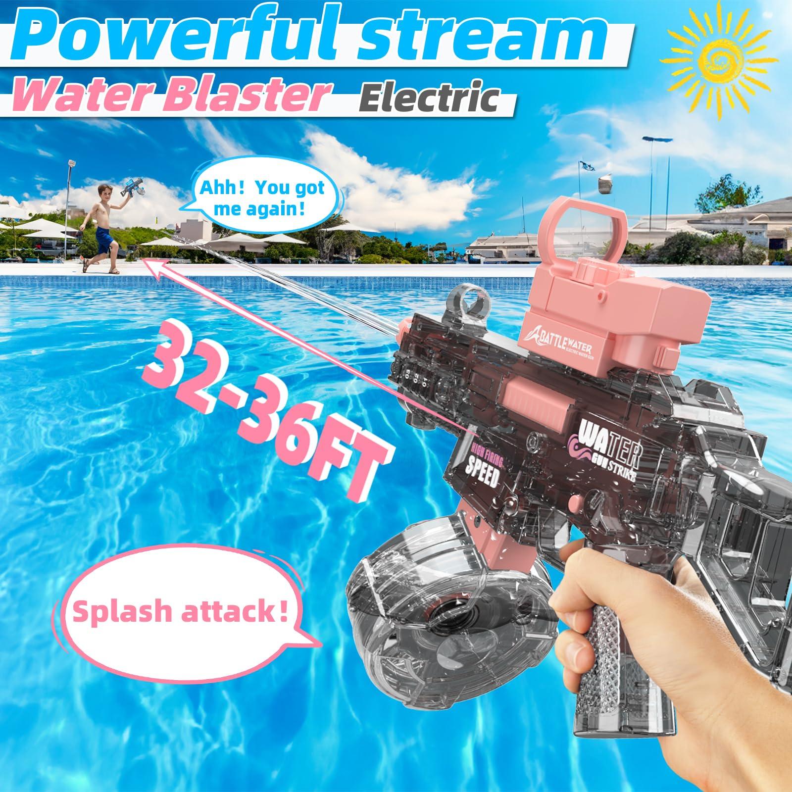 2 Pack Electric Water Guns for Adults Kids, Automatic Water Gun Toys for Kids Ages 4-8 8-12, Large Capacity High Power, 36ft Ultra-Long Range, Summer Pool Outdoor Beach Water Toys for Boys Girls - Image 3