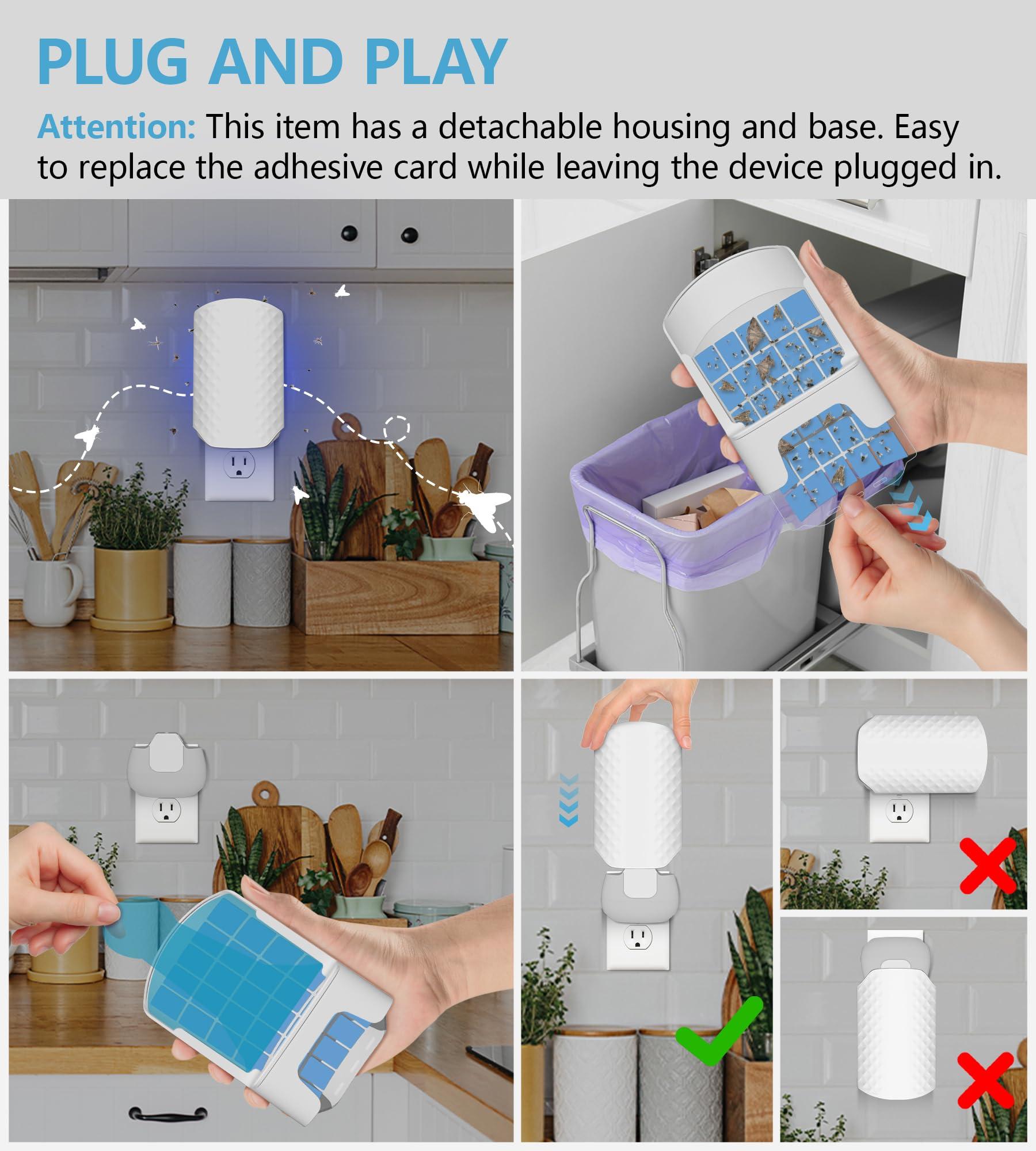 WowCatch Flying Insect Trap for Indoors, Bug Killer Light Trap for Fruit Flies, Gnats, Moths, and Houseflies, 1 Device + 4 Refills, Best Fly Traps for Home, Kitchen, Bedroom, Plant Area, Garages - Image 5