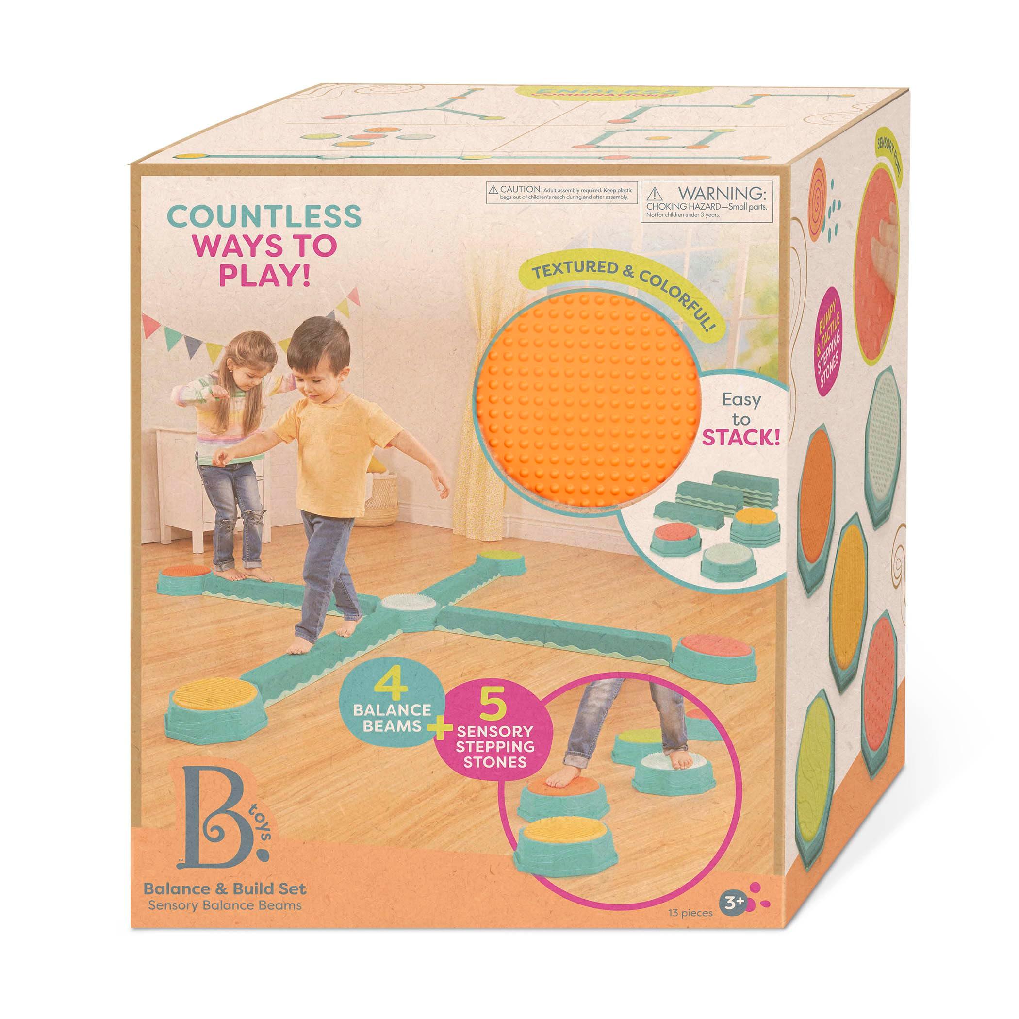 B. toys – Balance Beam for Kids – Interlocking Balancing Beams – 5 Sensory Pads & 8 Beams – Active Play for Toddlers, Kids – 3+ Years– Balance & Build Set - Image 12