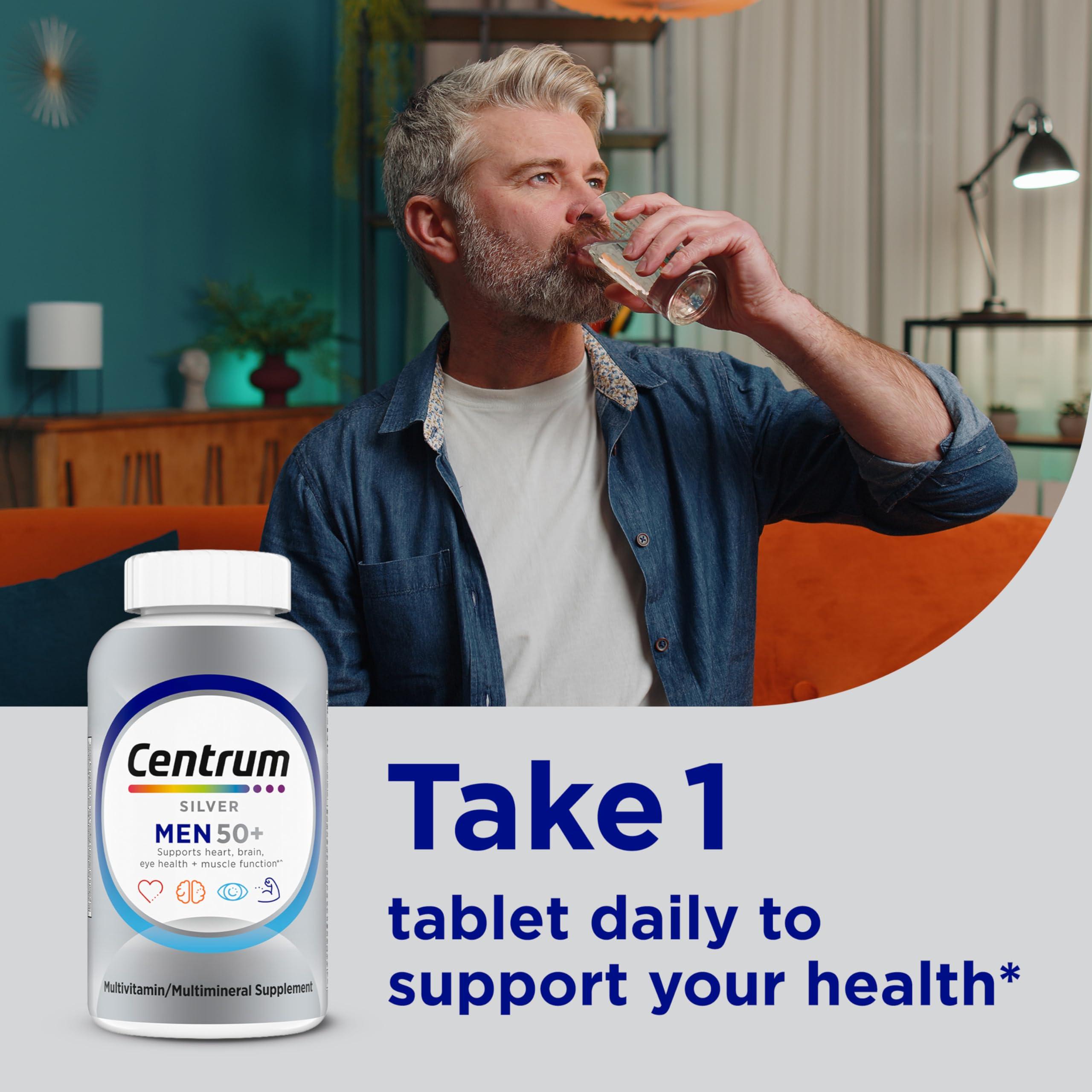 Centrum Silver Men's 50+ Multivitamin with Vitamin D3, B-Vitamins, Zinc for Memory and Cognition - 200 Tablets - Image 4