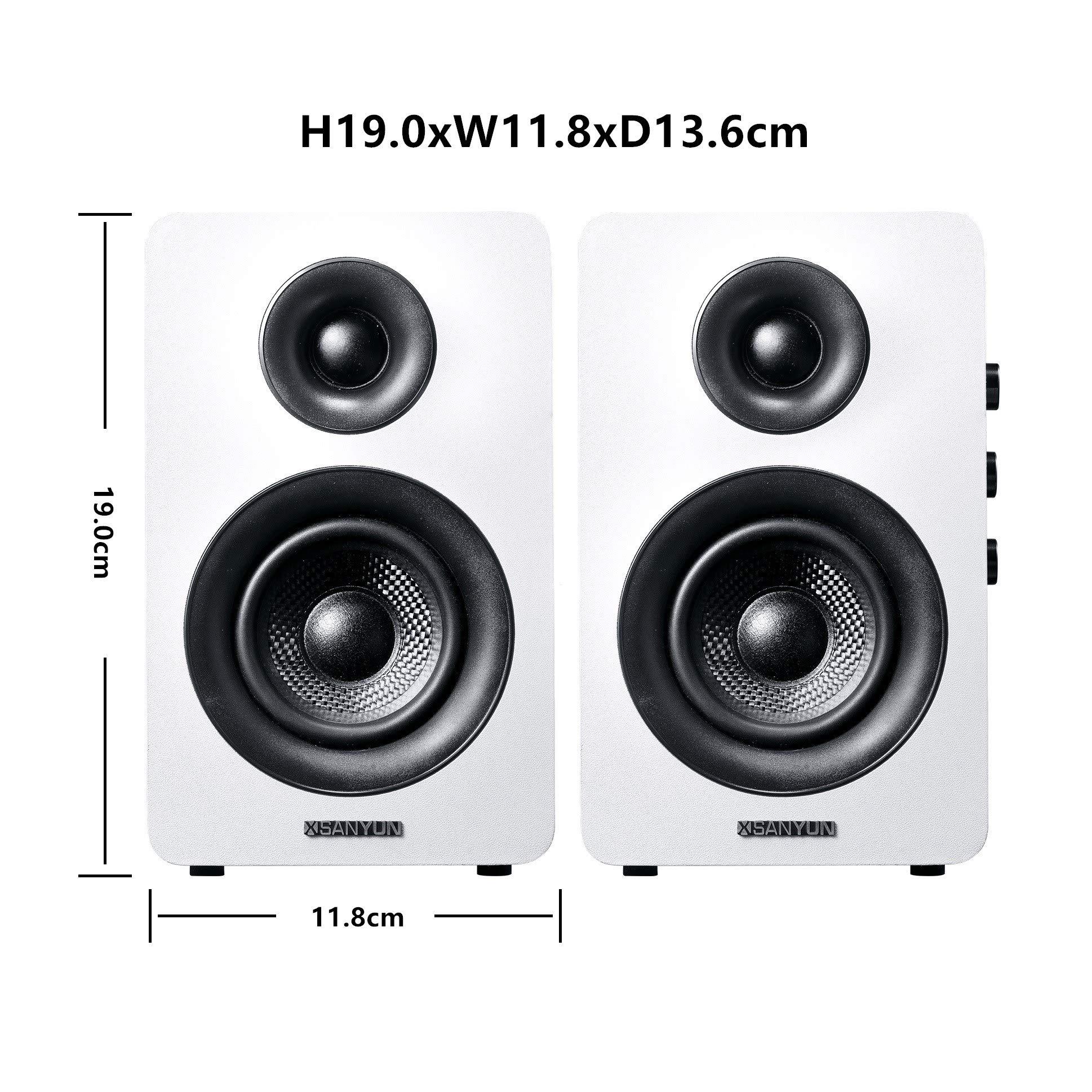 SW208 3" Active Bluetooth 5.0 Bookshelf Speakers – 60W Carbon Fiber Speaker Unit - Built-in 24bit DAC Dynamic 3D Surround Sound 2.0 Computer PC Monitor Gaming (Pair, White) - Image 2