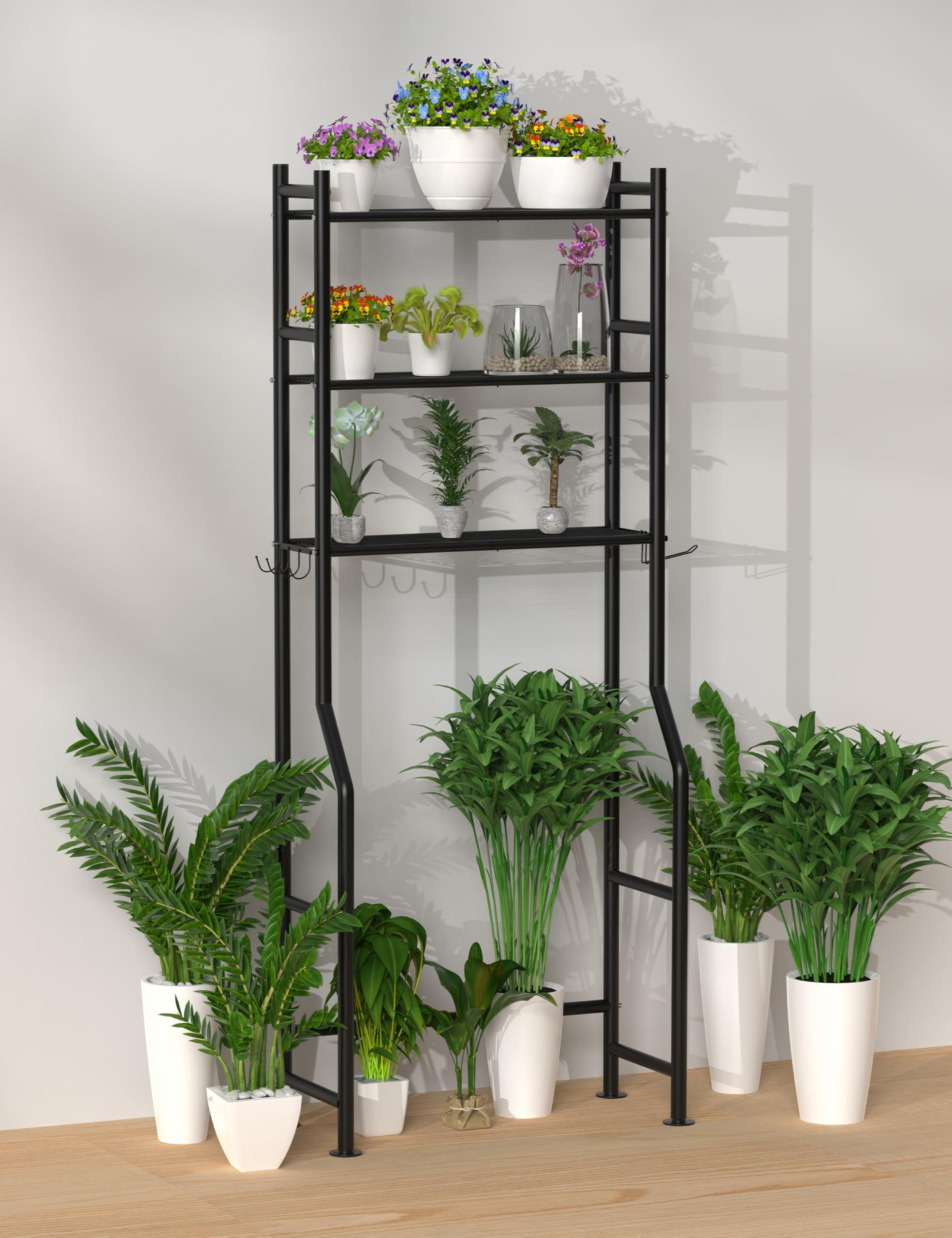 Livilord 3-Tier Over The Toilet Storage, Freestanding Metal Bathroom Shelves with 4 Hooks, Over Toilet Storage Shelf with Paper Holder, Above The Toilet Shelf for Bathroom Storage, Black - Image 7