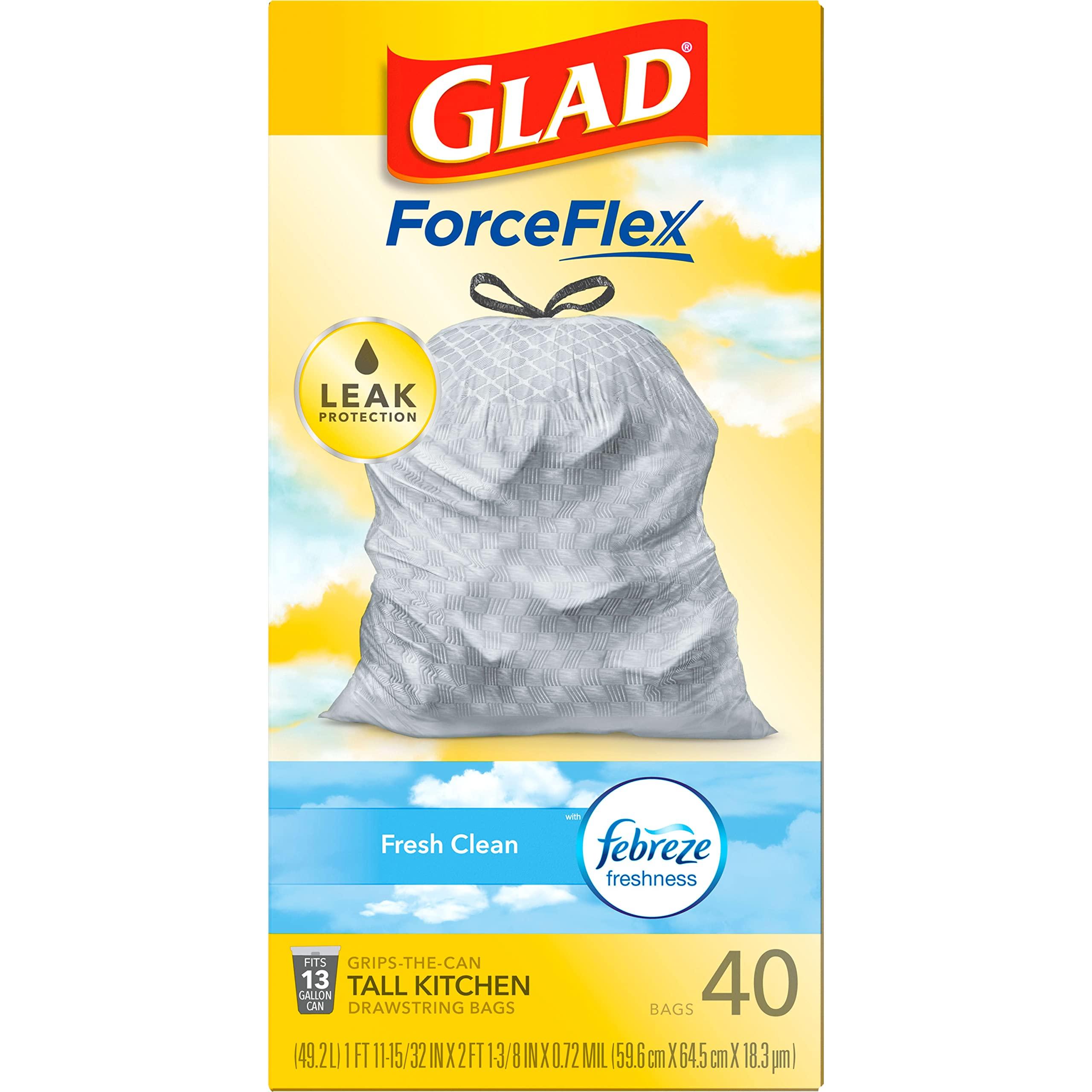 Glad ForceFlex Drawstring Trash Bags, 13 Gal, Fresh Clean, 40 Ct (Package May Vary) - Image 10