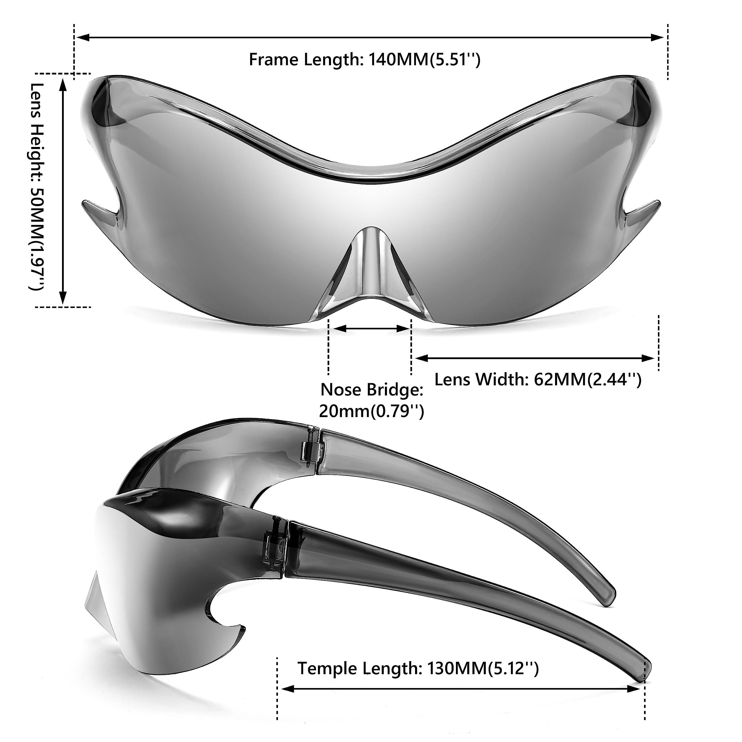 FEISEDY Futuristic Sunglasses, Fashion Alien Y2K Wrap Around for Women Men B4135 - Image 5