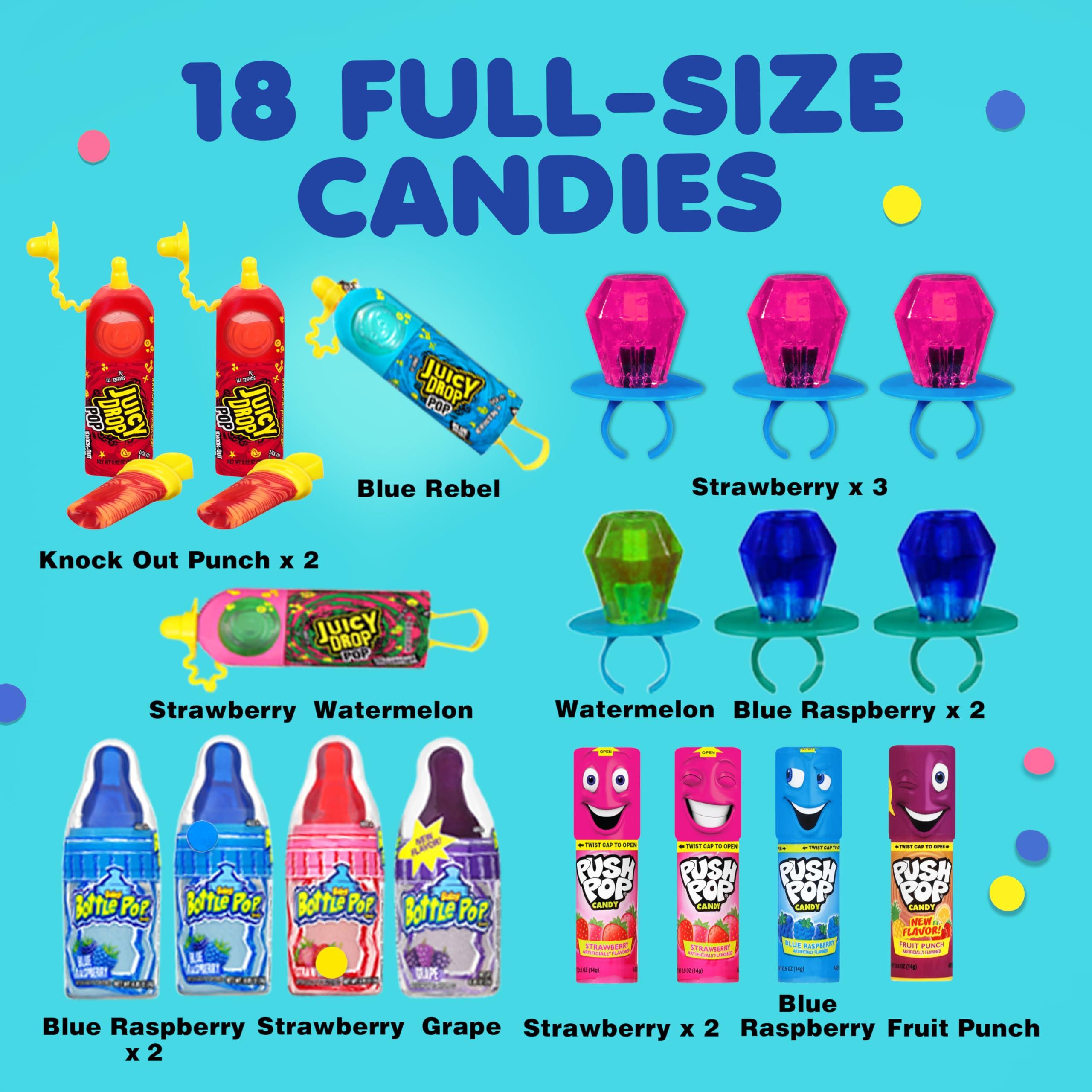 Candy Variety Pack, 18 Count Assorted Lollipops, Bulk Individually Wrapped Ring Pop, Push Pop, Baby Bottle Pop & Juicy Drop, Ideal for Birthdays, Party Favors for Kids & Hard Candy Gifts - Image 3