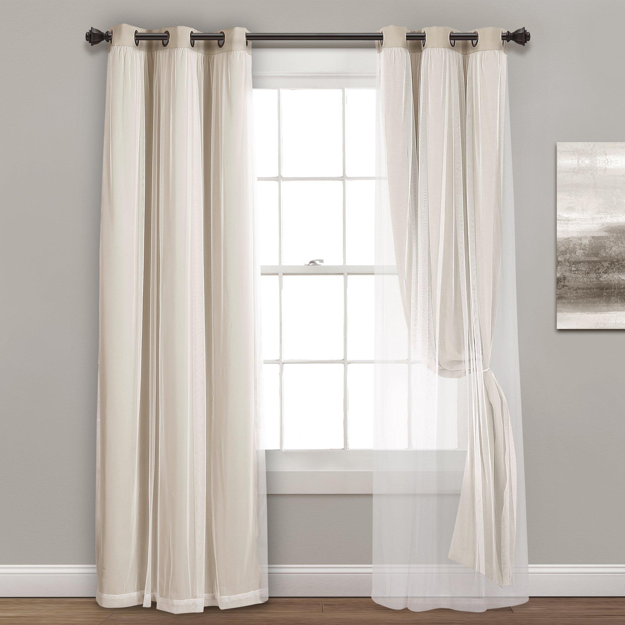 Lush Decor Sheer Grommet Curtains With Insulated Blackout Lining, Window Curtain Panels, Pair, 38"W x 84"L, Wheat - Curtain With Sheer Overlay, Elegant Blackout Curtains for Bedroom - Image 4