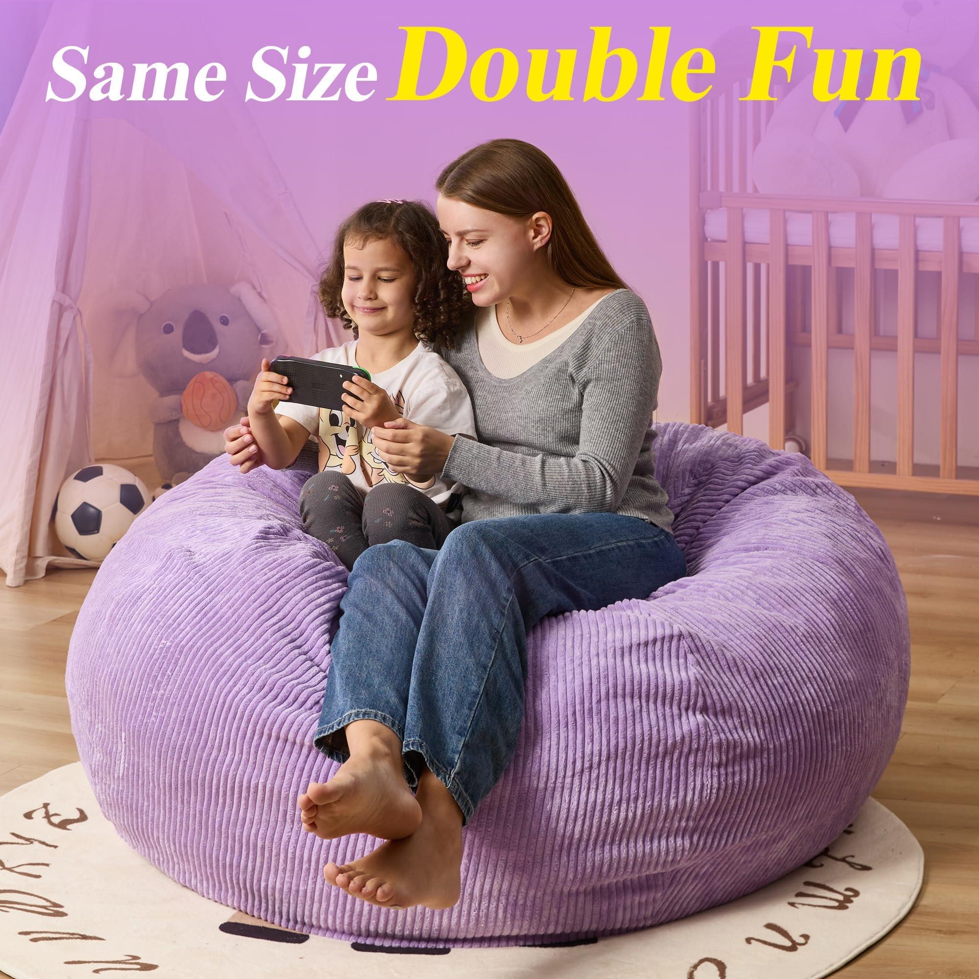 Cansunna Bean Bag Chairs Teardrop Bean Bag Chair for Adults Beanbag Chair with Memory Foam Filled Machine Washable Cover for Living Room, Bedroom (Large,Purple) - Image 7
