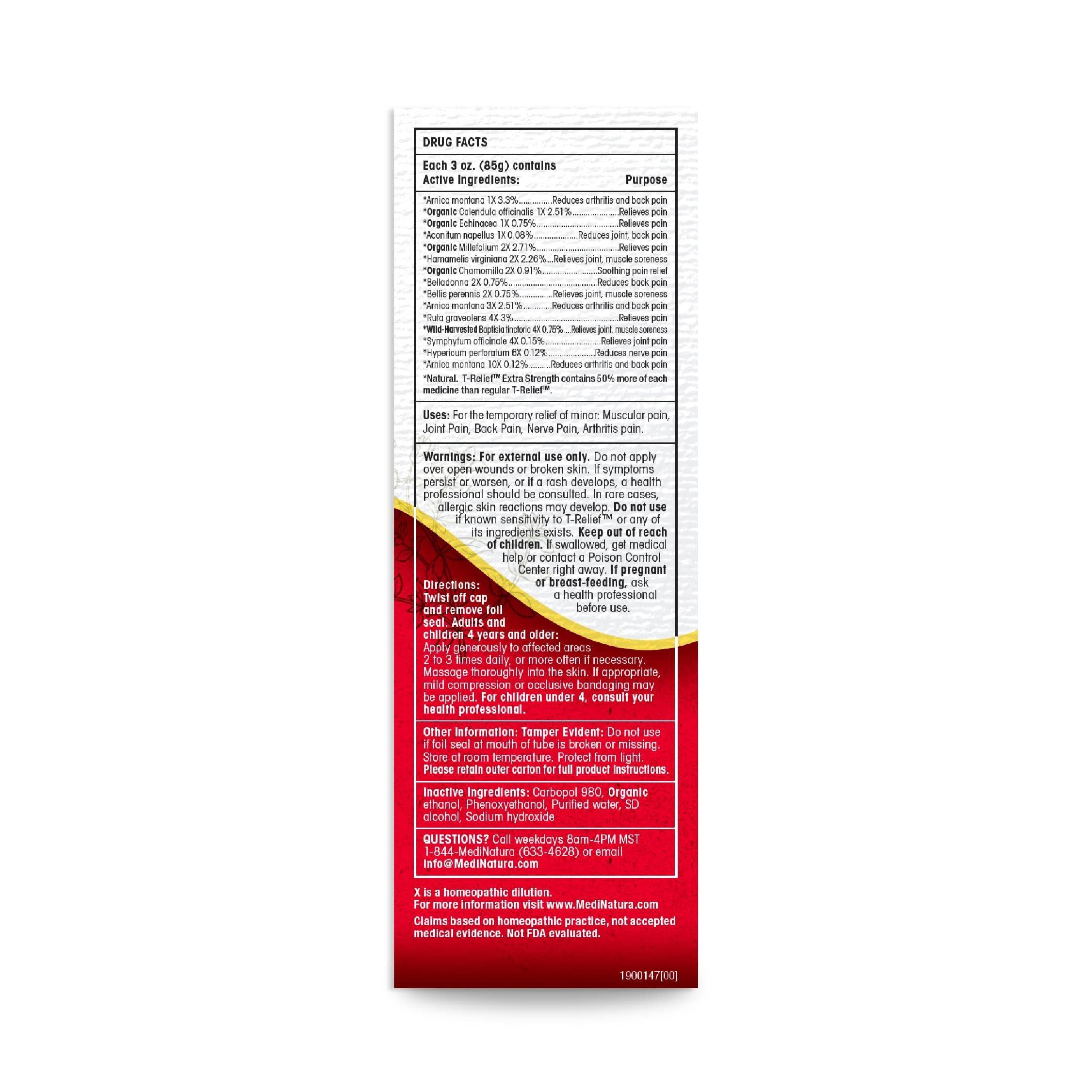 MediNatura T-Relief Extra Strength Gel Arnica +12 Natural Relieving Actives for Back Pain Joint Soreness Muscle Aches & Stiffness Whole Body Fast Acting Relief for Women & Men - 3 oz - Image 2
