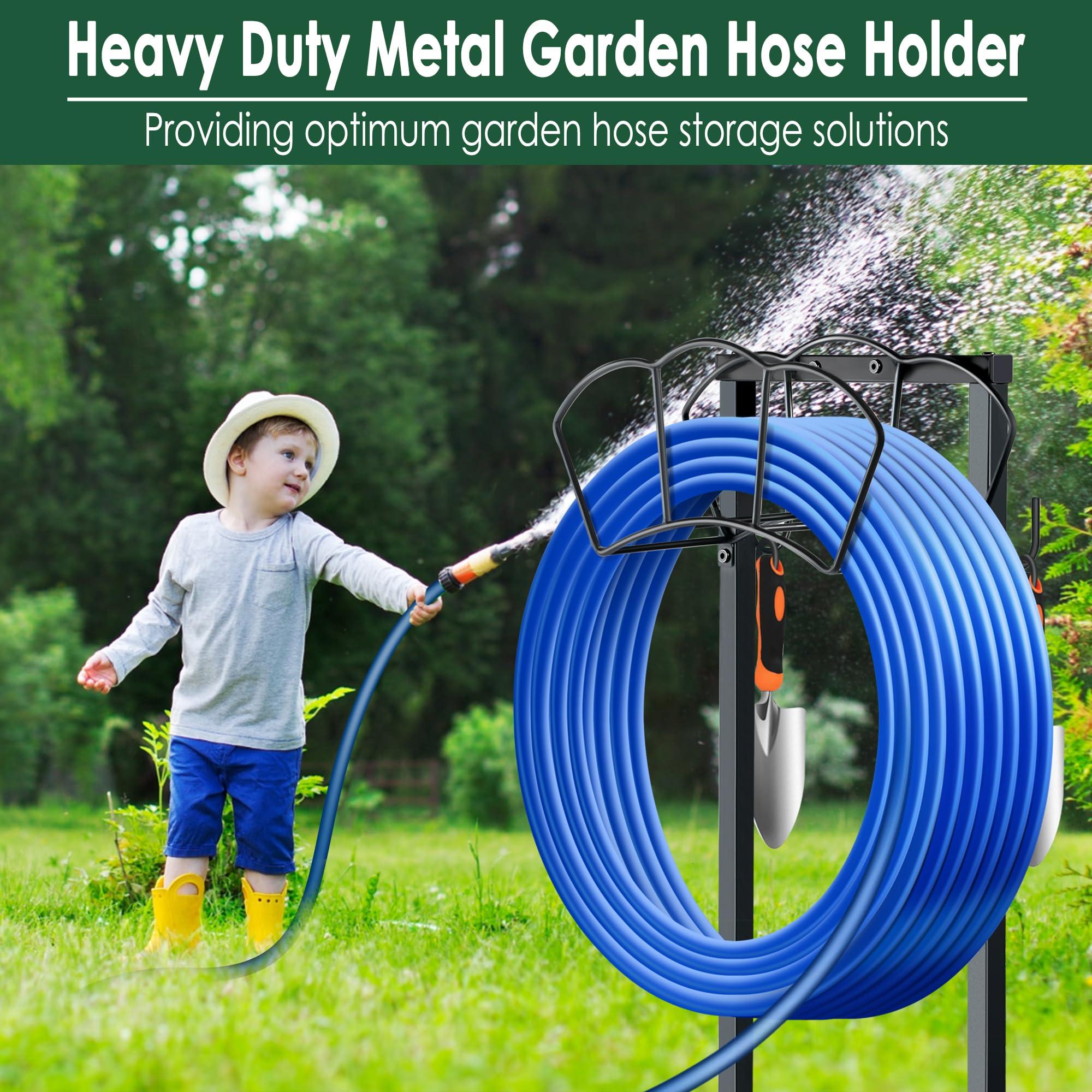 EONFAY Garden Hose Holder, Heavy Duty Water Hose Holders, Sturdy Metal Hose Stand, Hose Organizer, Water Hose Hanger Rack, Hose Reel Storage Stake hold 150Ft Water Hoses, for Patio, Lawn, Garden - Image 4