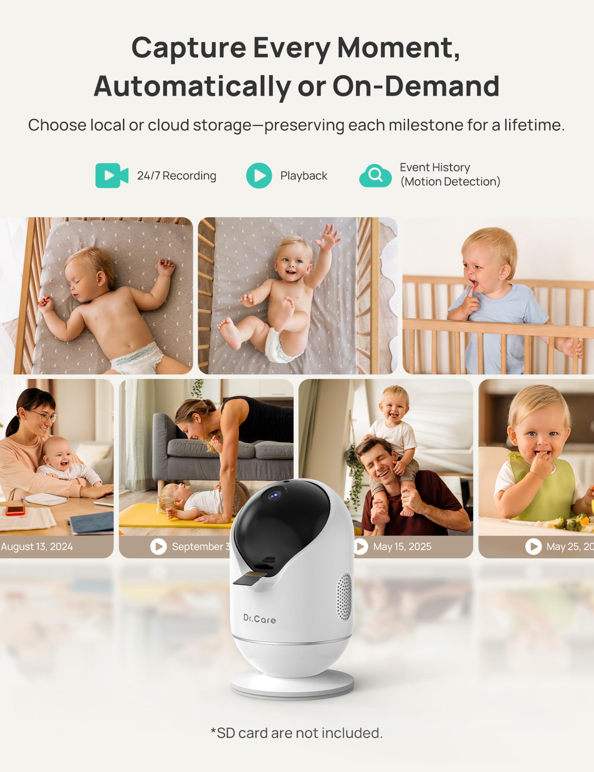 Dr.Care VistaView Smart WiFi Baby Monitor - 5” 1080P Split Screen & 2K Camera App Control, Cry & Motion Alerts, HD Night Vision, 5000mAh Battery, 2-Way Talk, Multi-User, Triple Security, 1279ft Range - Image 7