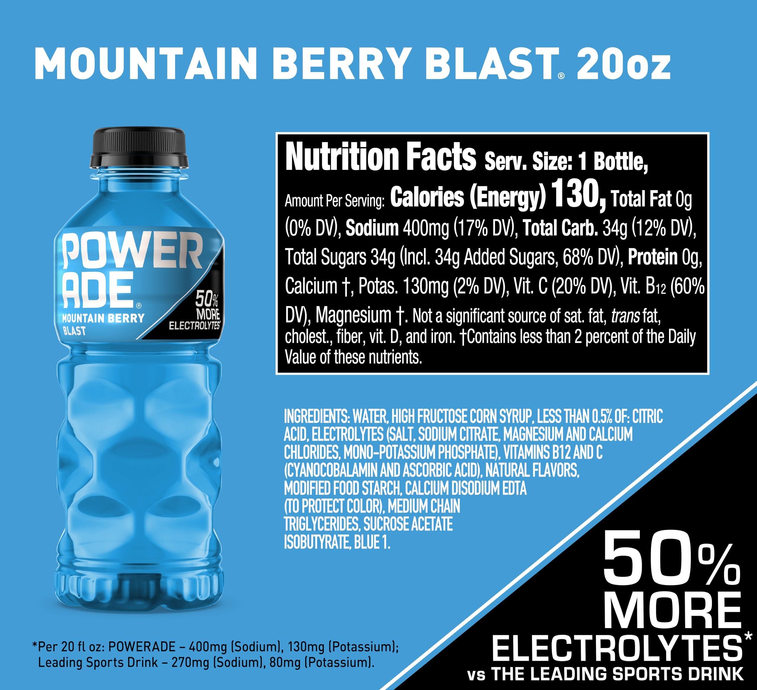 POWERADE Sports Drink Mountain Berry Blast, 20 Ounce (Pack of 24) - Image 2
