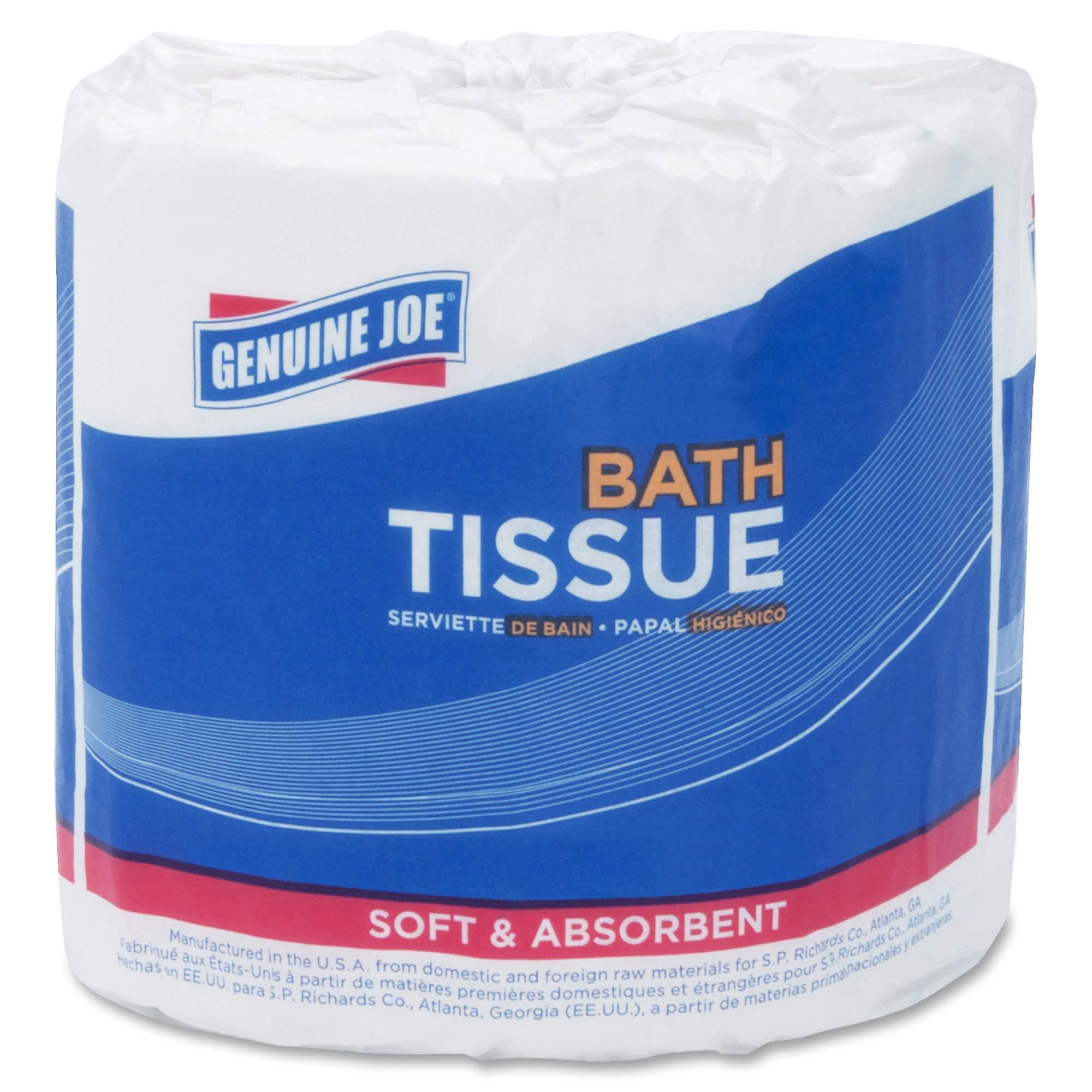 Genuine Joe Standard Bath Tissue, 4" x 4", 2-Ply, 550 Sheets/Roll, 80 Count - Image 3