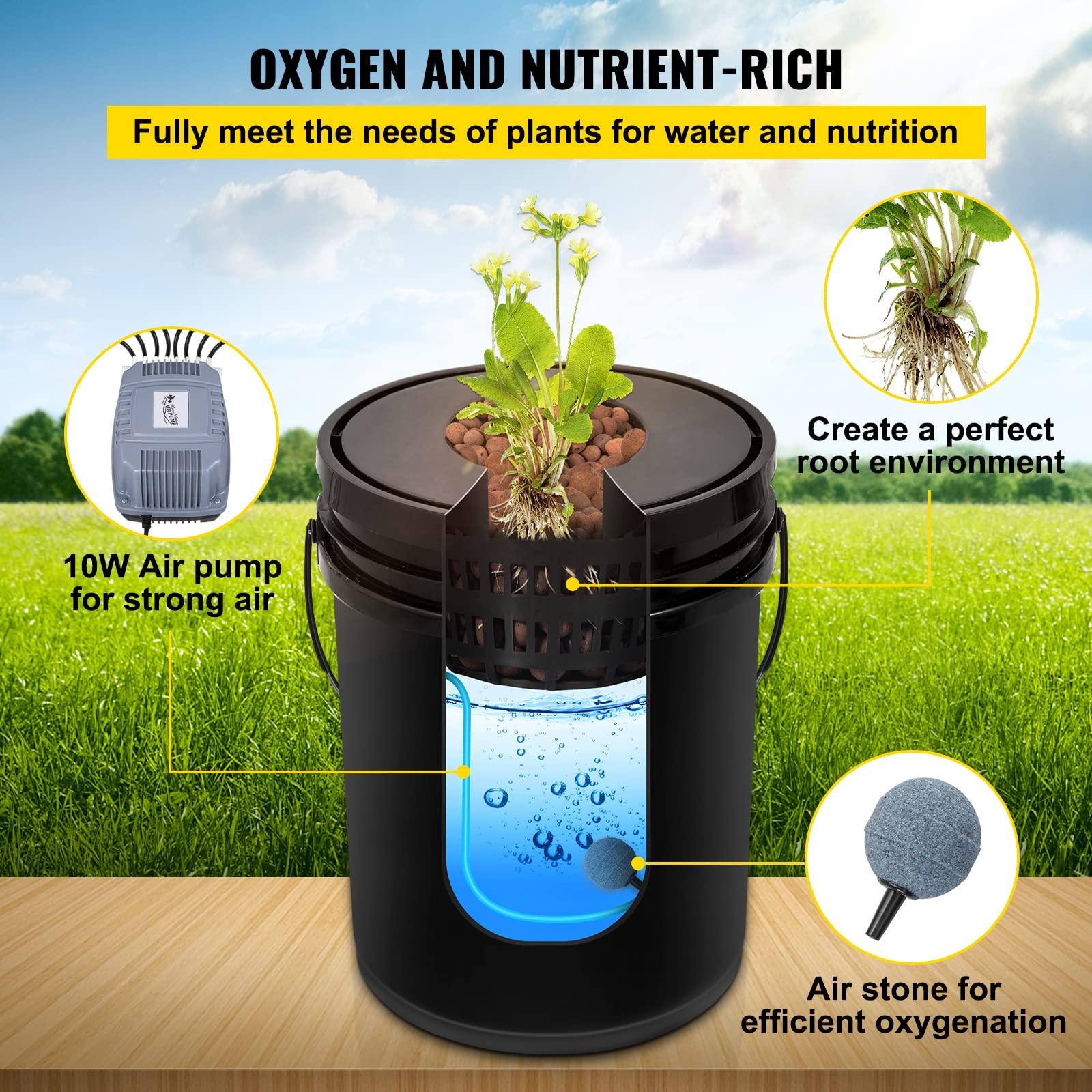 VEVOR DWC Hydroponic System, 5 Gallon 8 Buckets, Deep Water Culture Growing Bucket, Hydroponics Grow Kit with Pump, Air Stone and Water Level Device, for Indoor/Outdoor Leafy Vegetables - Image 5
