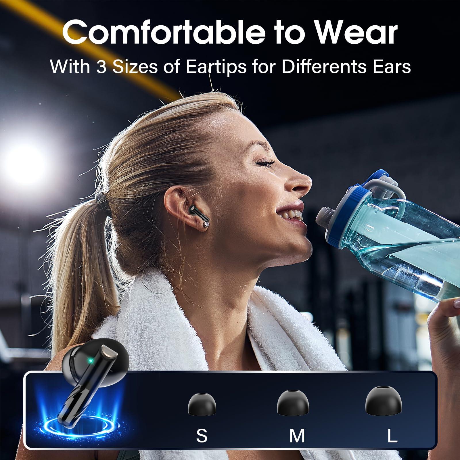 Wireless Earbuds Bluetooth 5.4 in Ear Light-Weight Headphones Built-in MIC, 48H Playback HiFi Stereo Bass Earphones, IPX7 Waterproof Ear Buds with Digital Display Charging Case, Touch Control, Black - Image 7
