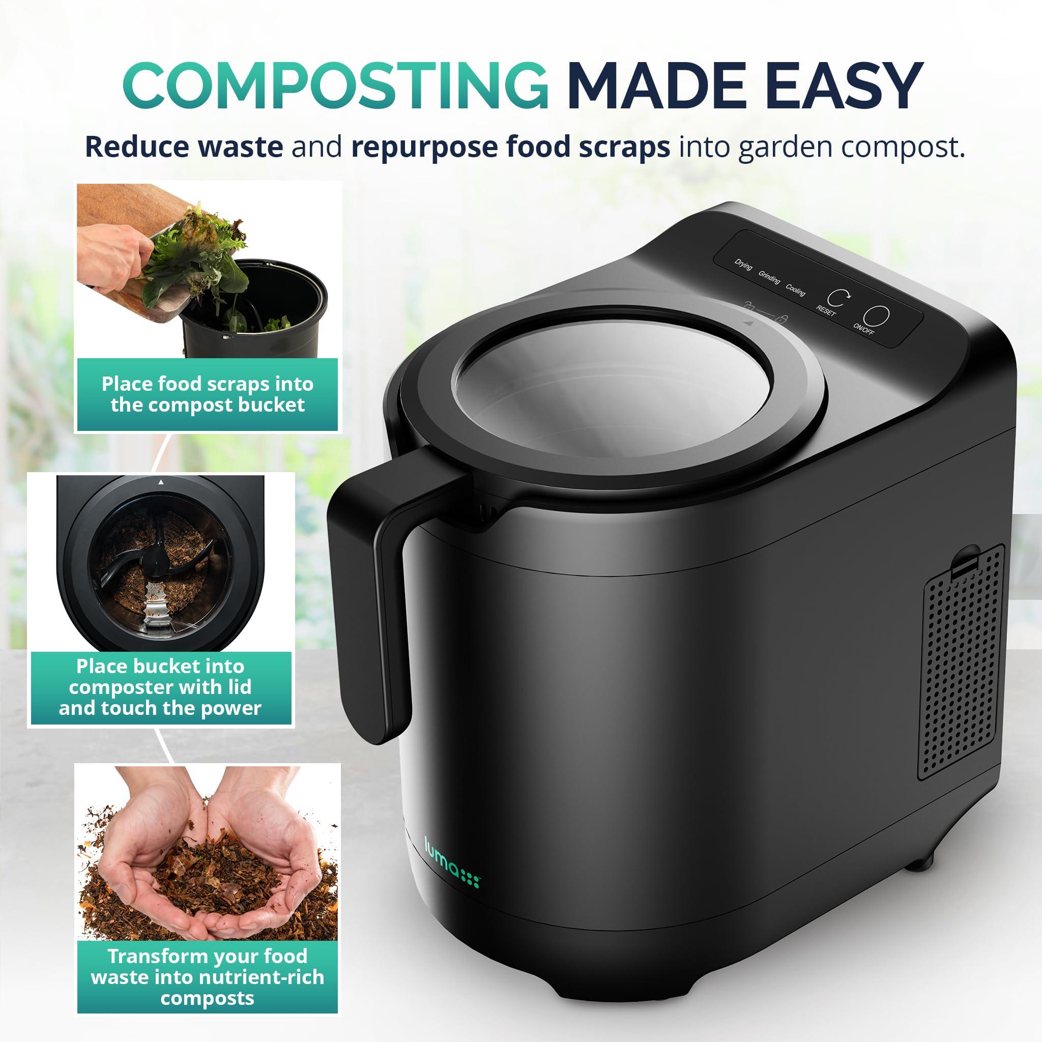 Luma Electric Kitchen Composter, 2.5L Capacity Odorless Countertop Compost Bin with Lid Clear-View Window, Smart Trash Can for Food Disposal, Turn Food Waste into Nutrient-Rich Plant Food - Image 5