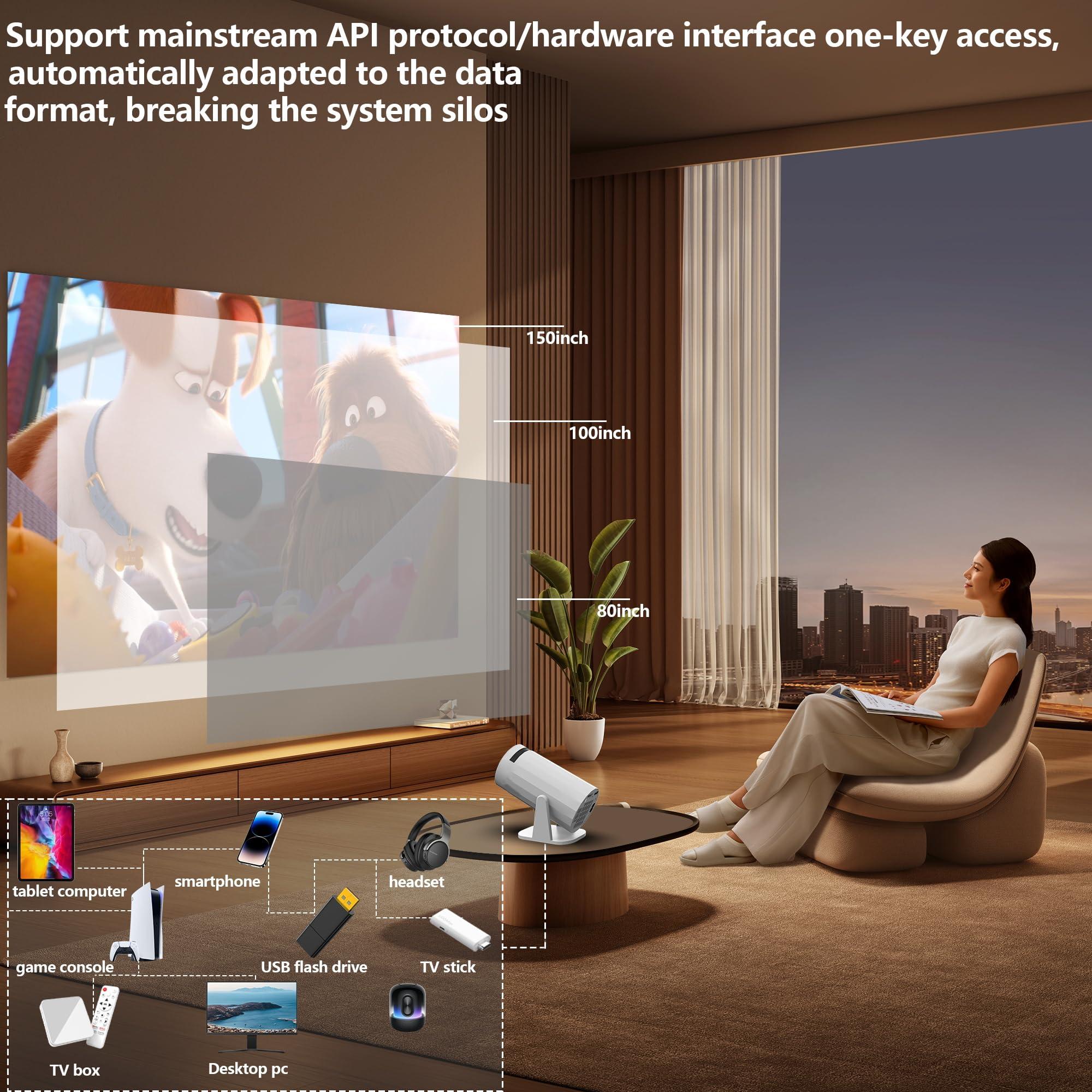 YFDSPSM Projector with wifi and bluetooth, rotate at any angle, outdoor portable, automatic button calibration for mobile phones, tv sticks, laptops, mini projector for iphone, projector with screen - Image 5