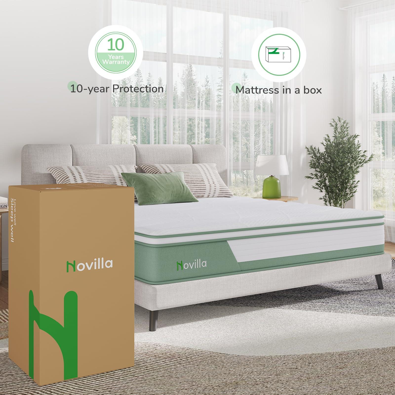 Novilla Hybrid Queen Mattress, 10 Inch 5-Zone Mattress with Gel Memory Foam for Motion Isolation & Durable Support, Midume Firm Mattress Queen in A Box - Image 7