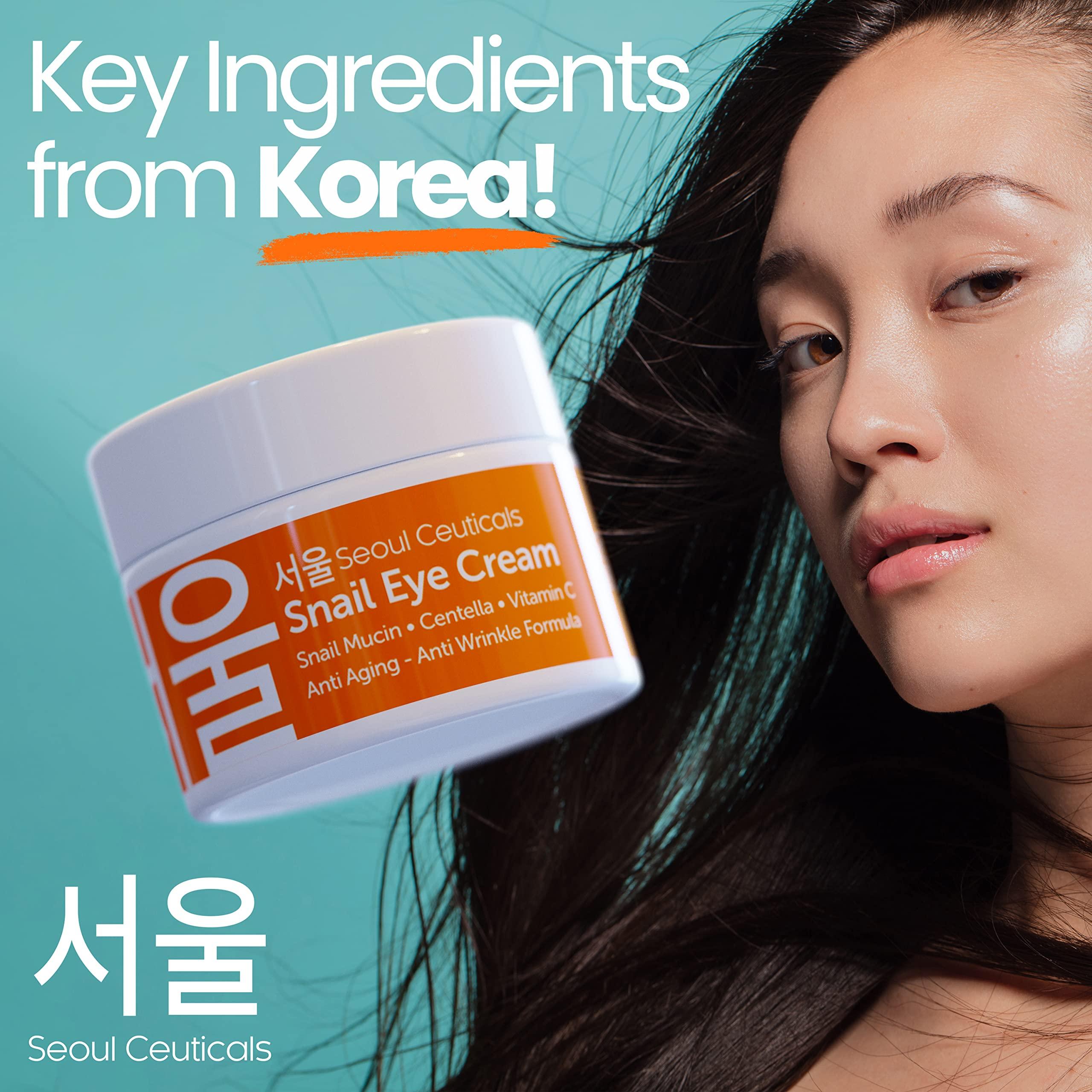 SeoulCeuticals Korean Snail Mucin Eye Cream - 97.5% Snail Filtrate K Beauty Anti Aging Under Eye Anti Wrinkle Eye Treatment Cream 0.5oz - Image 2