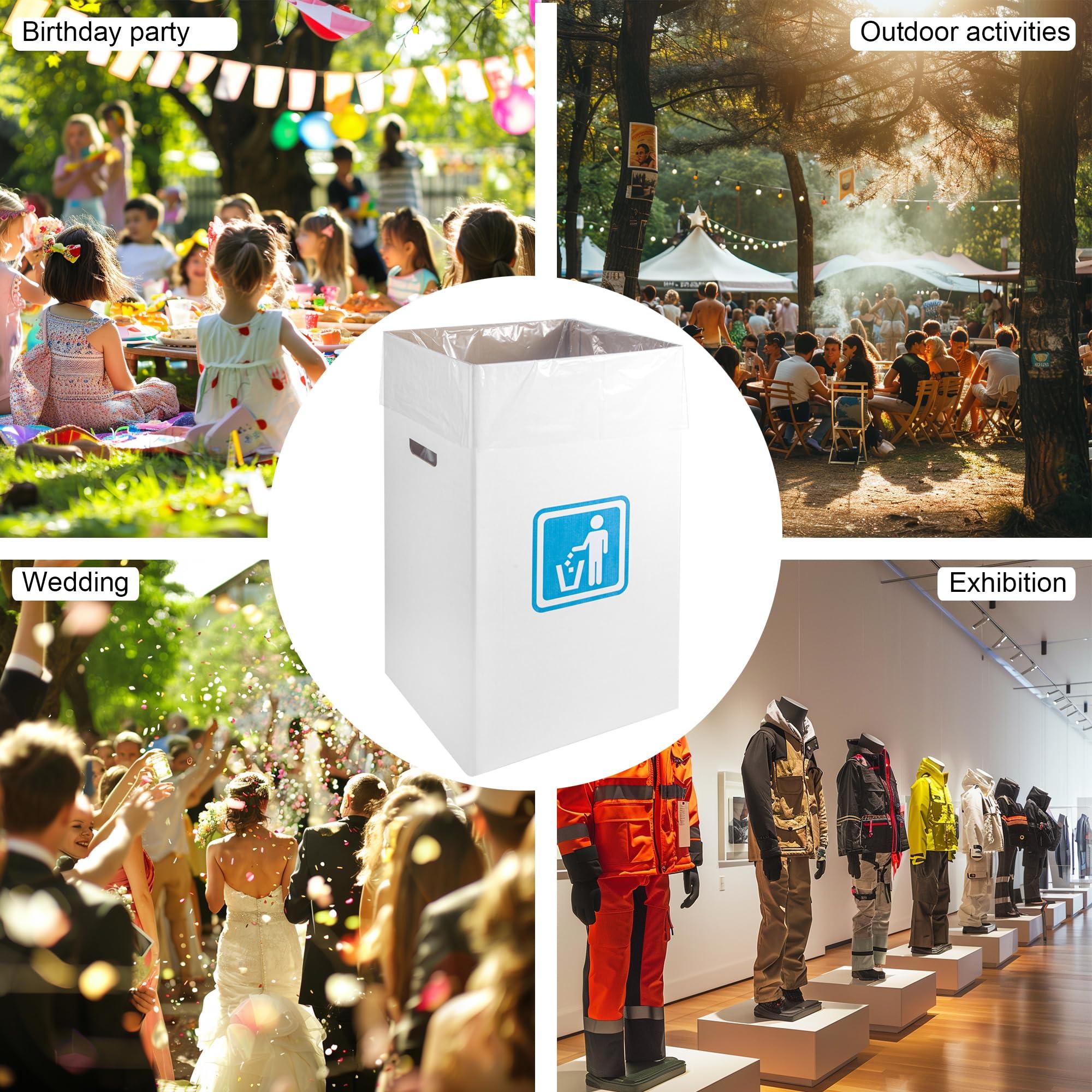 40 Gallon cardboard trash cans for events (Pack of 10)， With 20 Liners Included，Be applicableOutdoor Events pop up trash cans for parties，Reusable Portable Garbage Can - Image 6