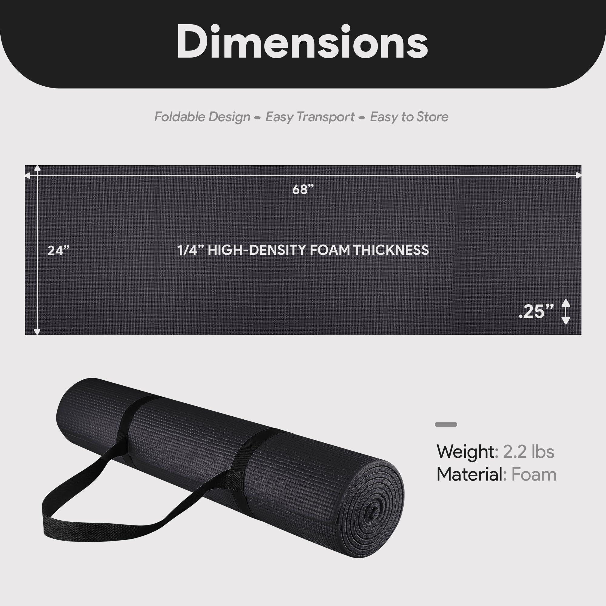 Fitvids All Purpose 1/4-Inch High Density Anti-Tear Exercise Yoga Mat with Carrying Strap, Multiple Colors - Image 5