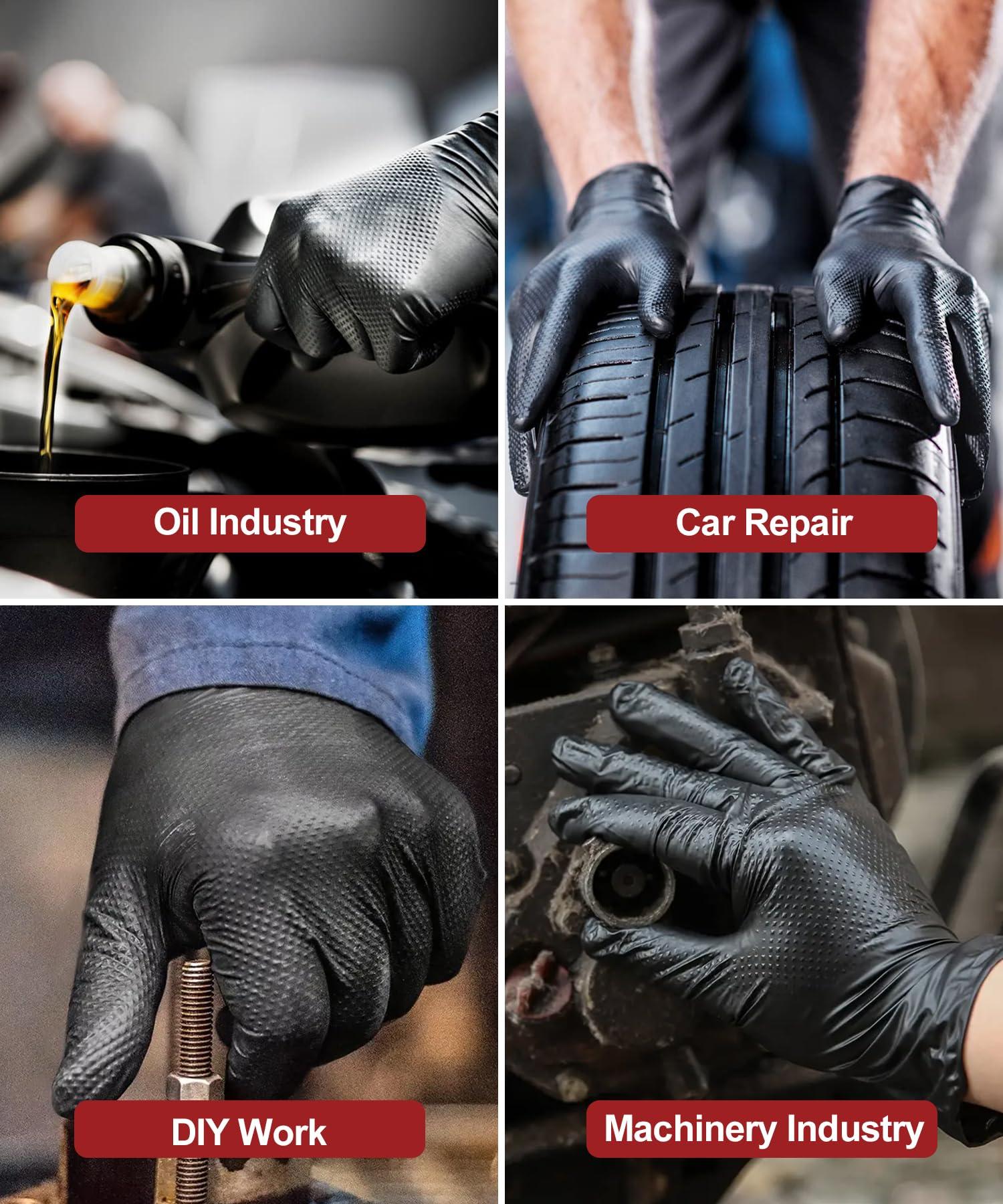 NEOTRIL 8 Mil Heavy Duty Disposable Nitrile Gloves with Diamond Texture Grip Rubber Gloves Latex & Powder Free - Image 5