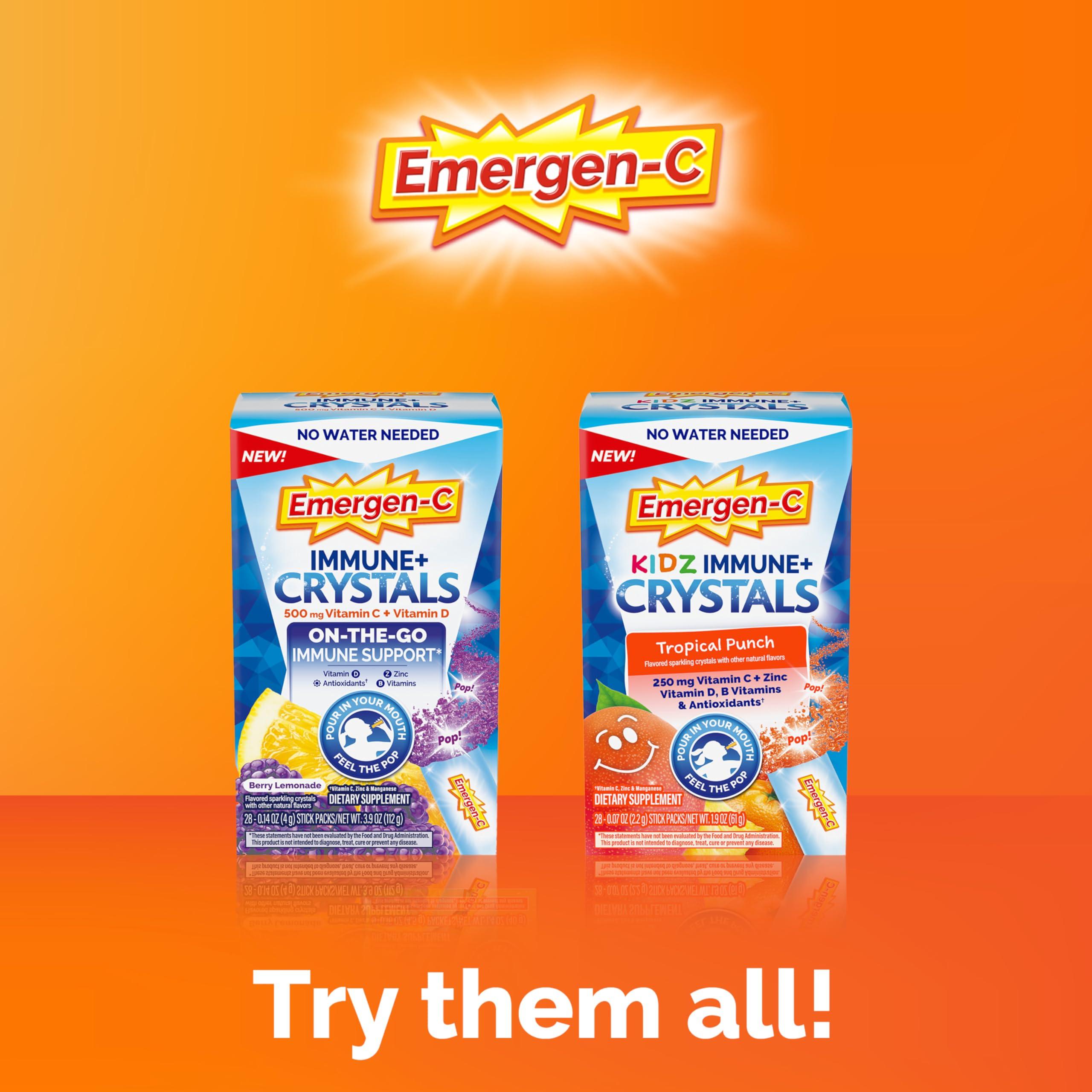Emergen-C Immune Plus Crystals, On-The-Go Immune Support Supplement with Vitamin C, Vitamin D, B Vitamins, Zinc and Manganese, Berry Lemonade - 28 Stick Packs - Image 7