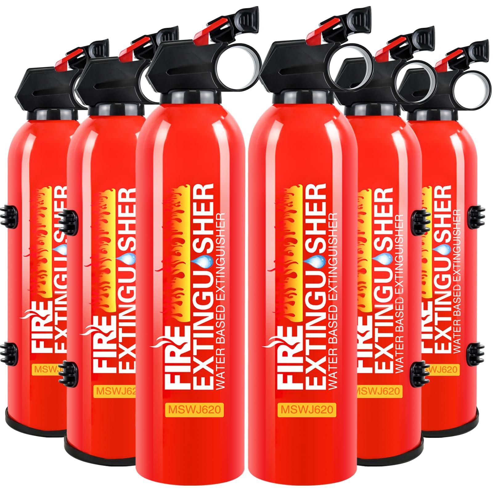 6 Pack Fire Extinguisher for Home with Wall Mount - 620ml Portable Fire Extinguisher for Car Vehicle Boat House Kitchen, Water-Based Fire Extinguisher for A, B, C, K Fire