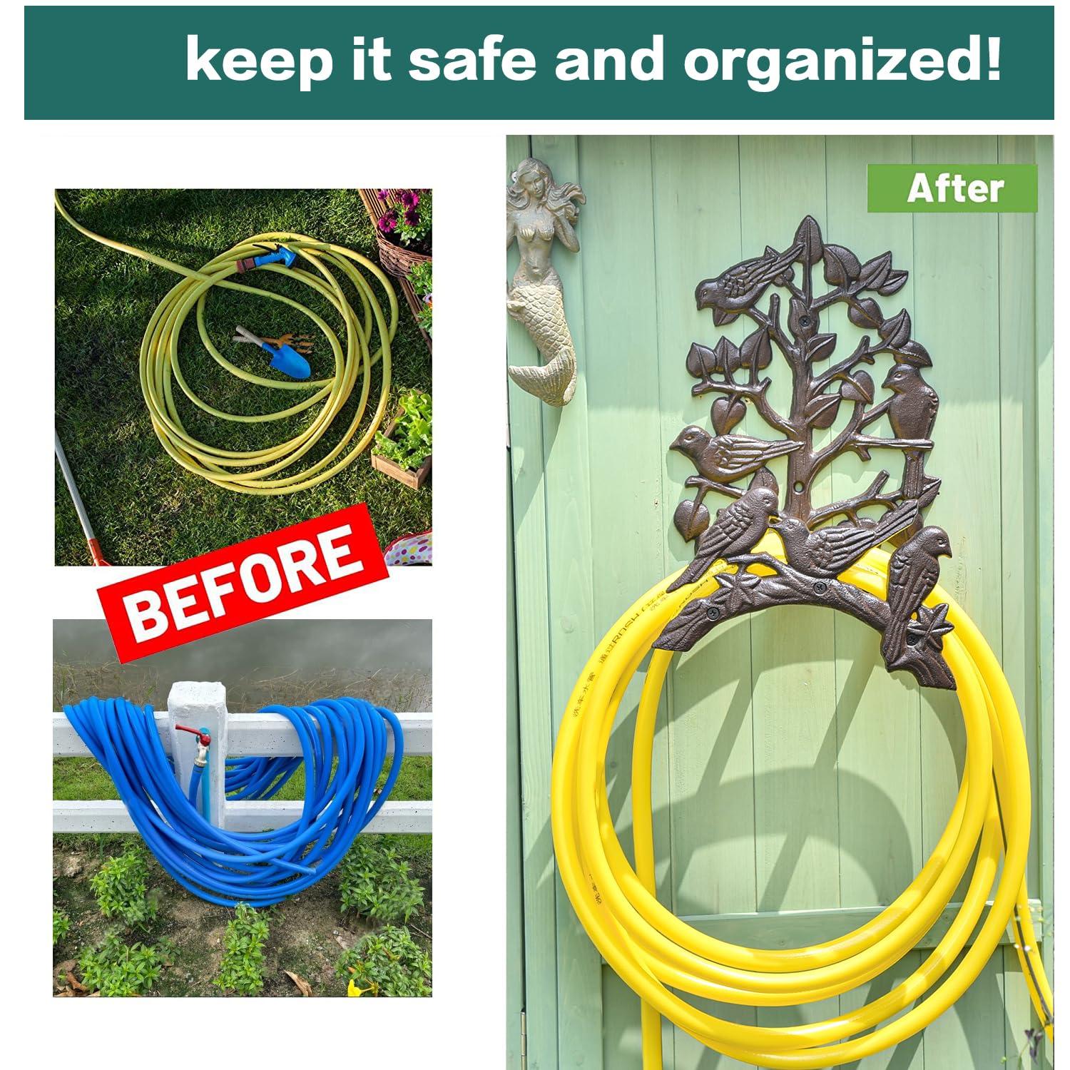 Sungmor Heavy Duty Cast Iron Hose Holder,Garden & Yard Decorative Birds Wall Mounted Hose Butler,Water Pipe Holds,Rack,Hanger,Antique Wall Decorations - Image 6