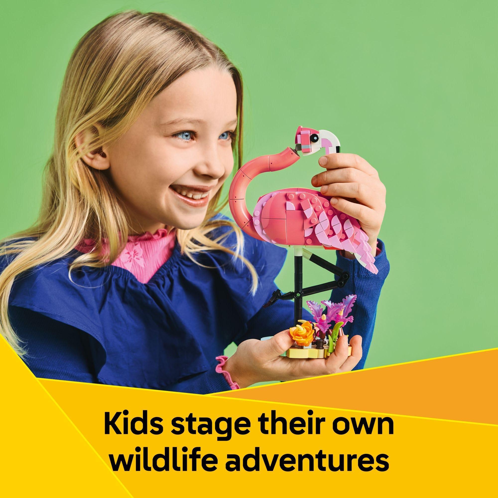 LEGO Creator 3 in 1 Wild Animals: Pink Flamingo Animal Building Toy - Includes 3 Building Options, Pink Flamingo, Cockatoo, or Axolotl - Learning Toy for Kids, Girls, and Boys, Ages 8+ - 31170 - Image 3