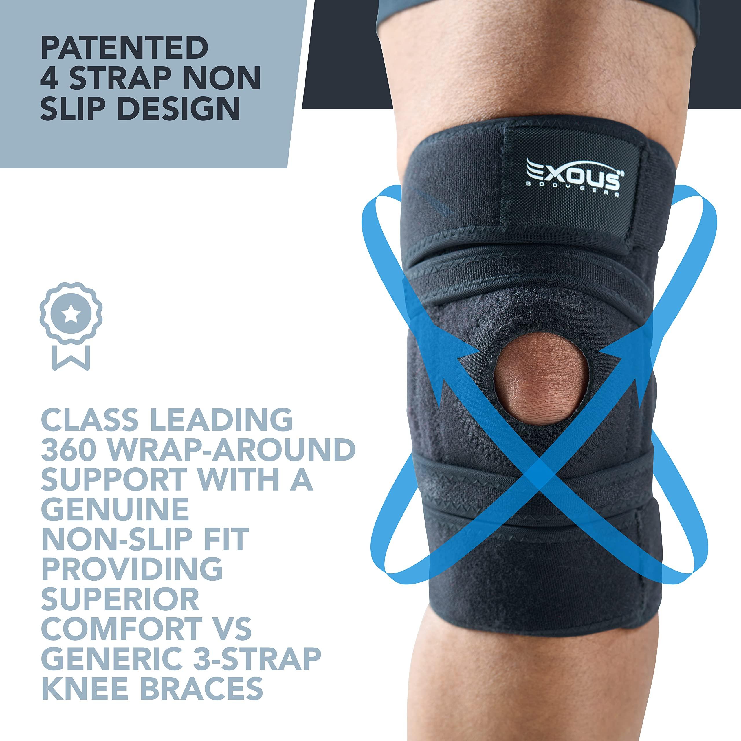 EXOUS BODYGEAR Knee Brace Meniscus Tear Support For Arthritis Acl, Mcl Pain Patented 4-way Adjustable Wraparound Strap Dual Side Stabilizer For Patella Stability Size [medium] - Image 8