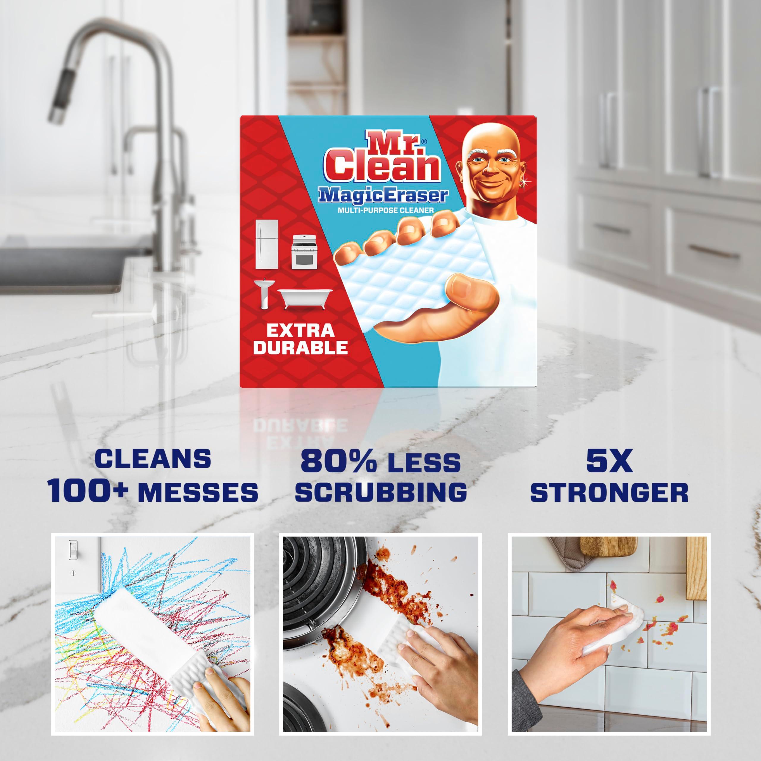 Mr. Clean Magic Eraser, Extra Durable, Multi Purpose Cleaner, Shoe, Bathroom, Shower, and Car Window and Windshield Cleaner, Cleaning Pads, 10 Count - Image 2