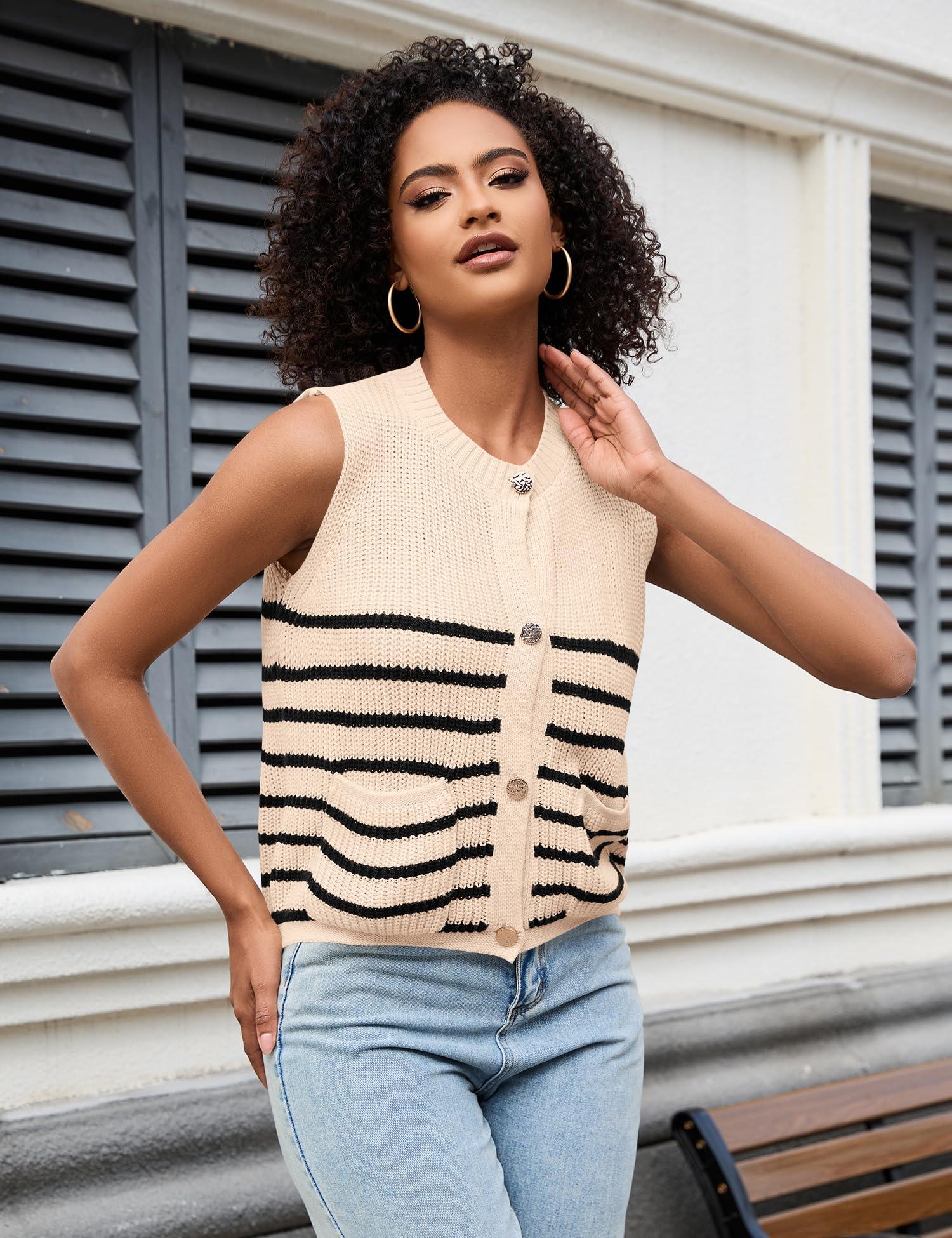 LUYAA Womens Sleeveless Sweater Vest Crochet Chunky Button Down Cardigan Vests Tops 2025 Trendy Summer Casual Outfits - Image 2