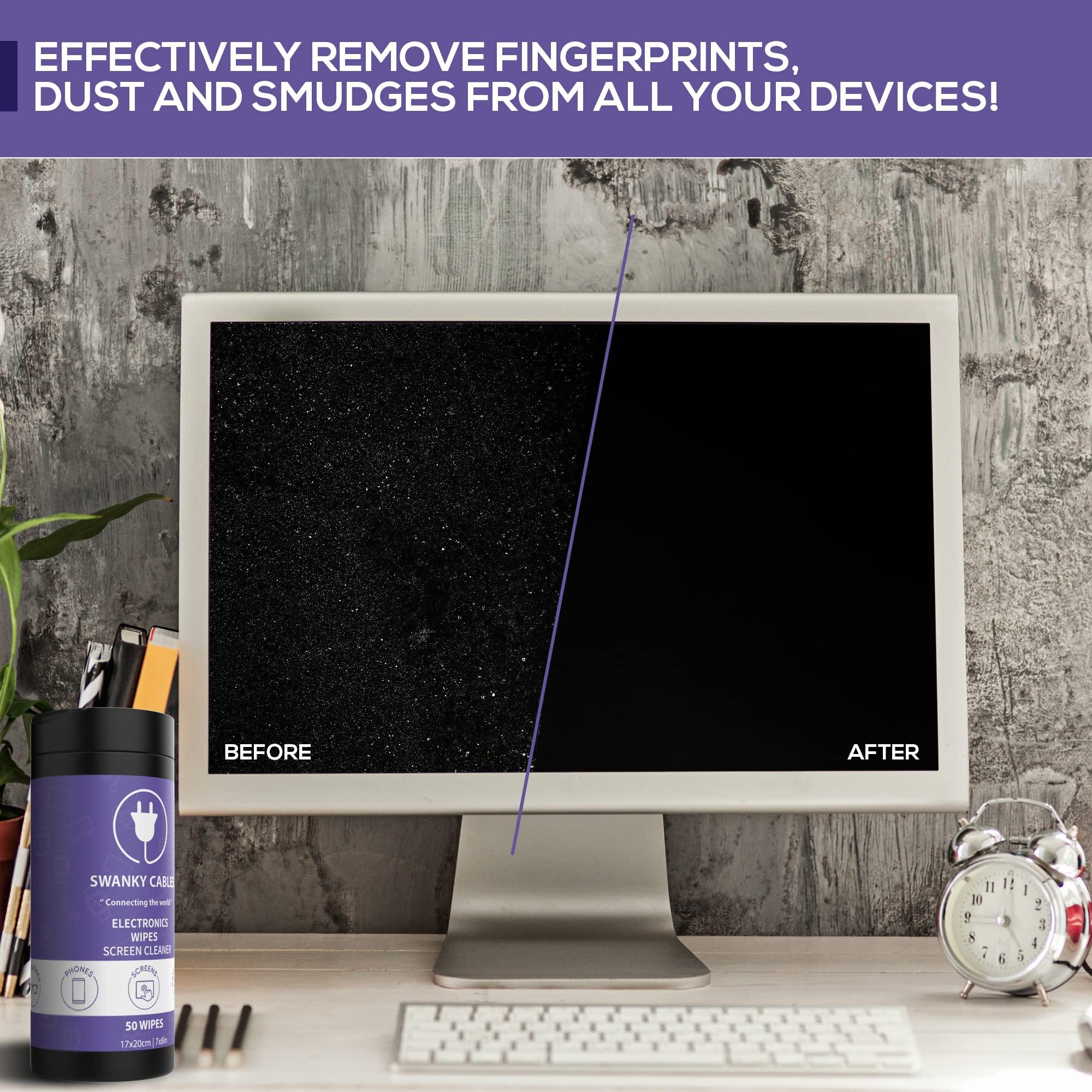 Swanky Cables Screen Cleaner Wipes: Electronic Wipes for Screens - Computer Screen Wipes for Lens, Phone, Tv Screen and Monitor Cleaning - Tech Wipes & Microfiber Cloth (Canister, 200 Count) - Image 4