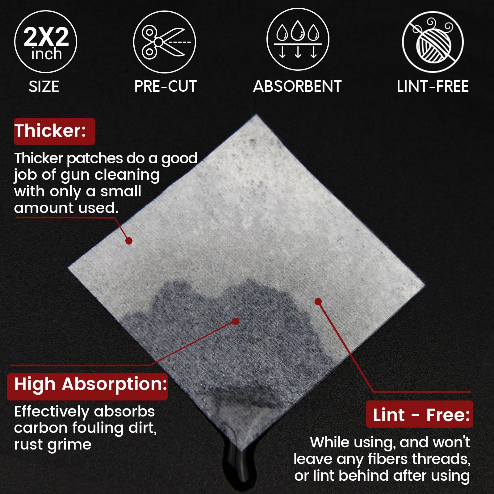 PINGMIC Gun Cleaning Supplies - Gun Cleaning Patches and Long Cotton Swabs Set, 6" Cotton Swabs, Lint Free Cloth Fit Most Caliber Firearms - Image 2