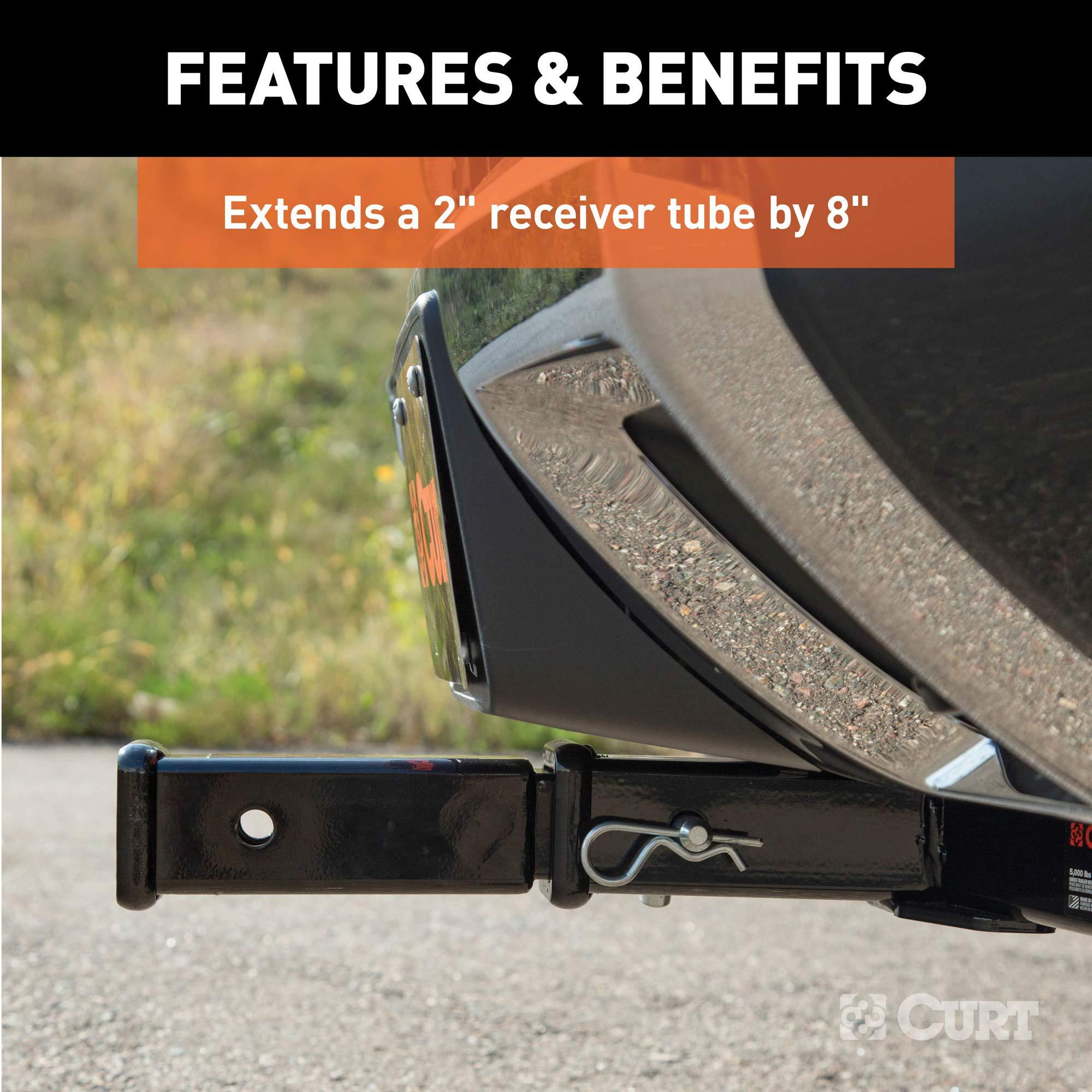 CURT 45791 8-Inch Long Trailer Hitch Extension with Solid Shank for 2-Inch Receiver, 3,500 lbs - Image 4