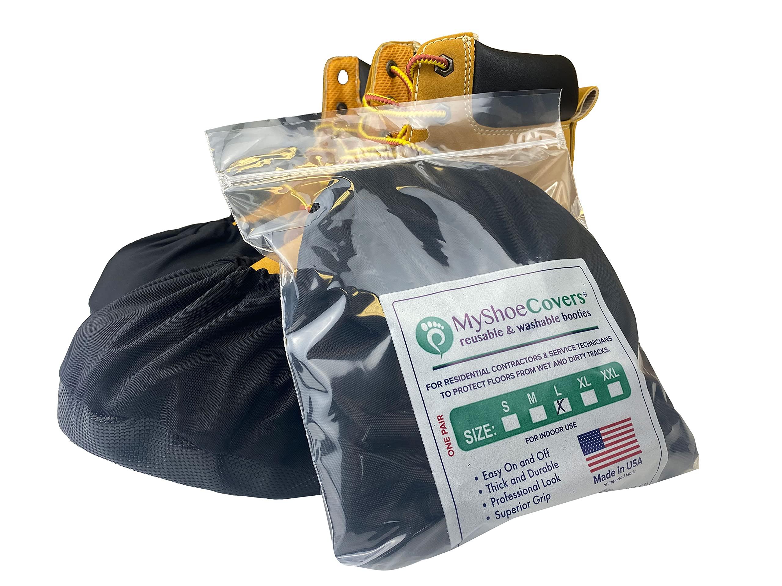 MyShoeCovers Premium Reusable Shoe and Boot Covers for Contractors - 1 Pair, Non-Slip, Black, Large - Image 5
