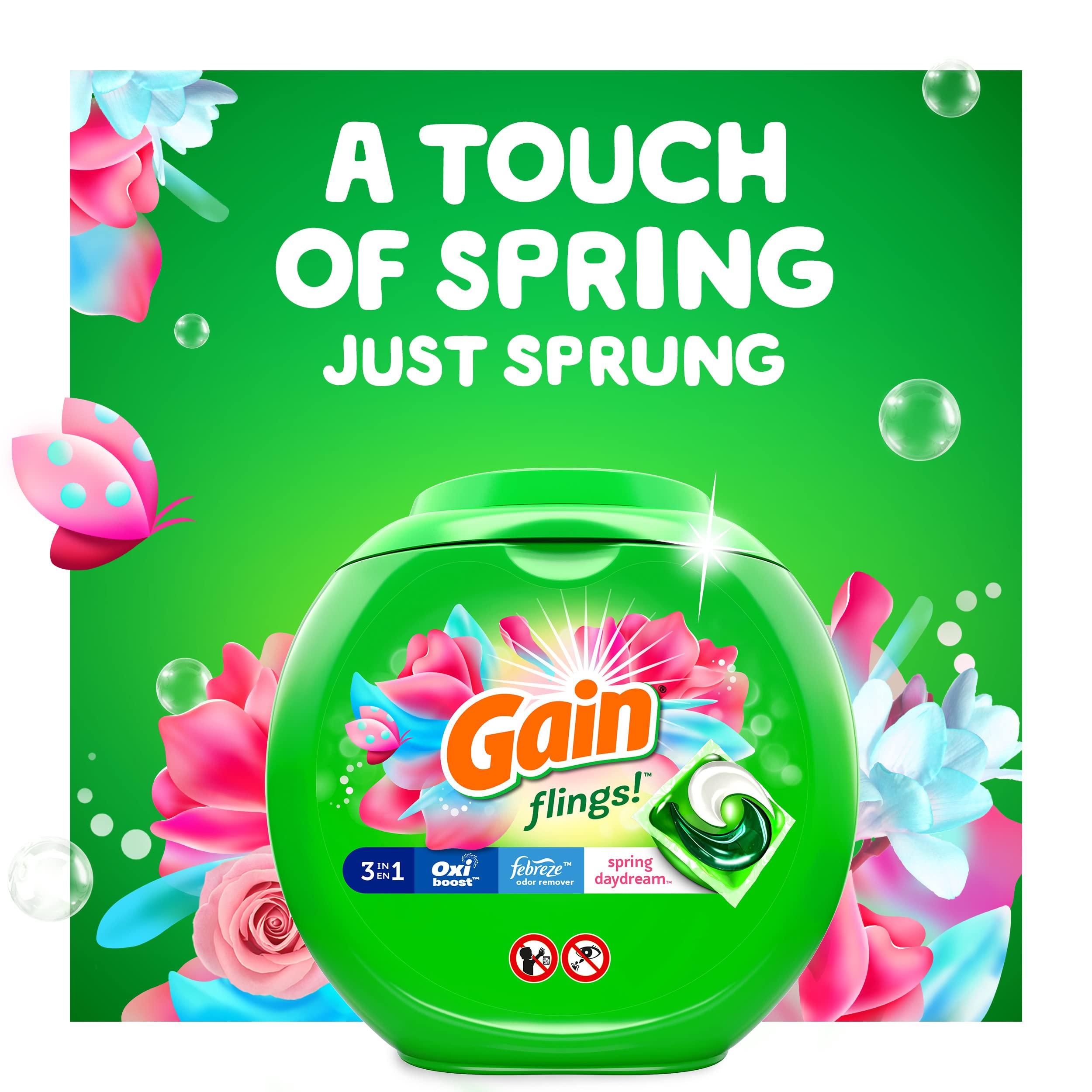 Gain flings! Laundry Detergent Soap Pacs HE Compatible 60 ct Long Lasting Scent Spring Daydream - Image 8
