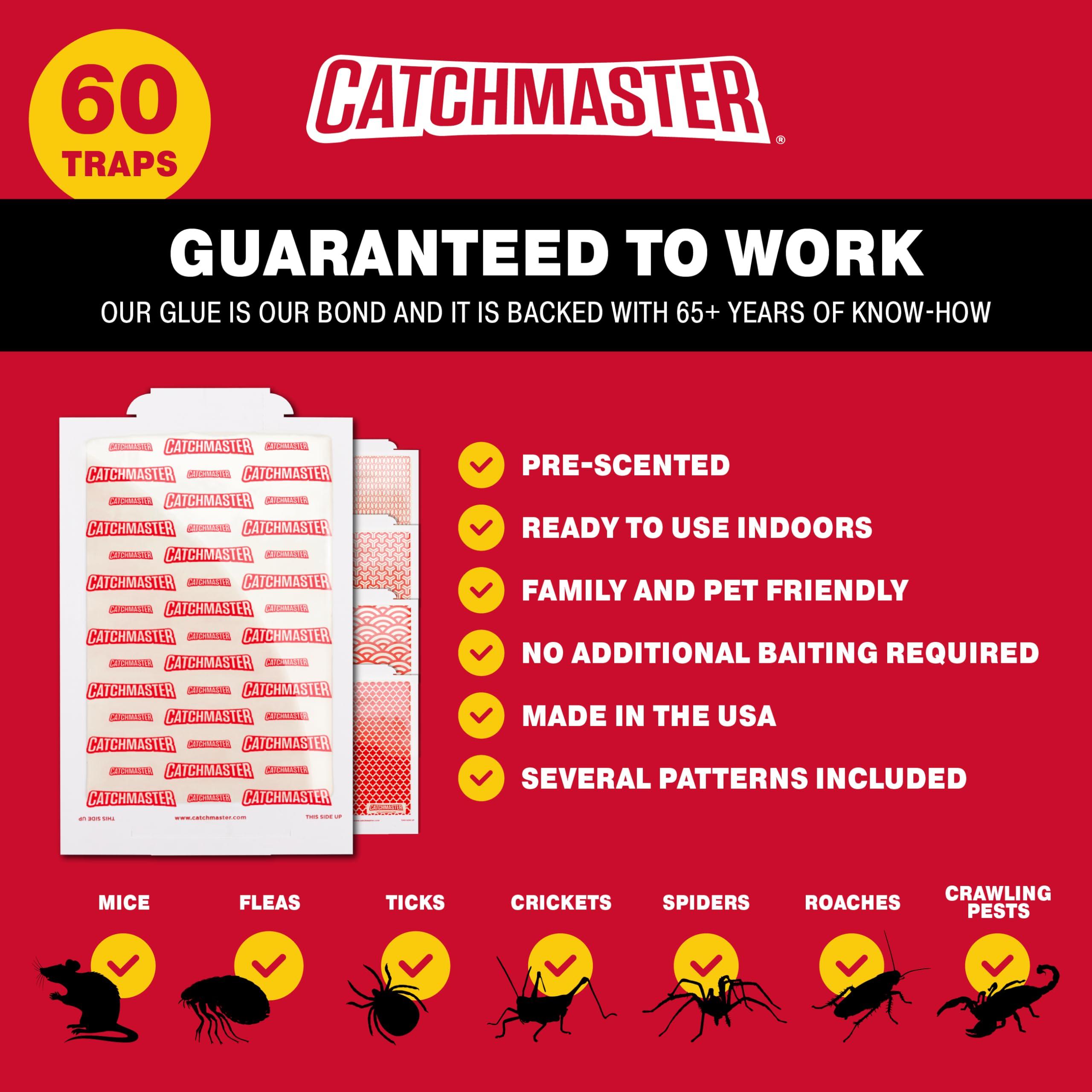 Catchmaster Pro Strength Mouse & Insect Glue Boards 60pk Traps Indoor for Home, Adhesive Bug Catcher, Rat & Rodent Sticky Trap, Non Toxic Bulk Pre-Baited Glue Traps, Pet Safe House Pest Control - Image 4