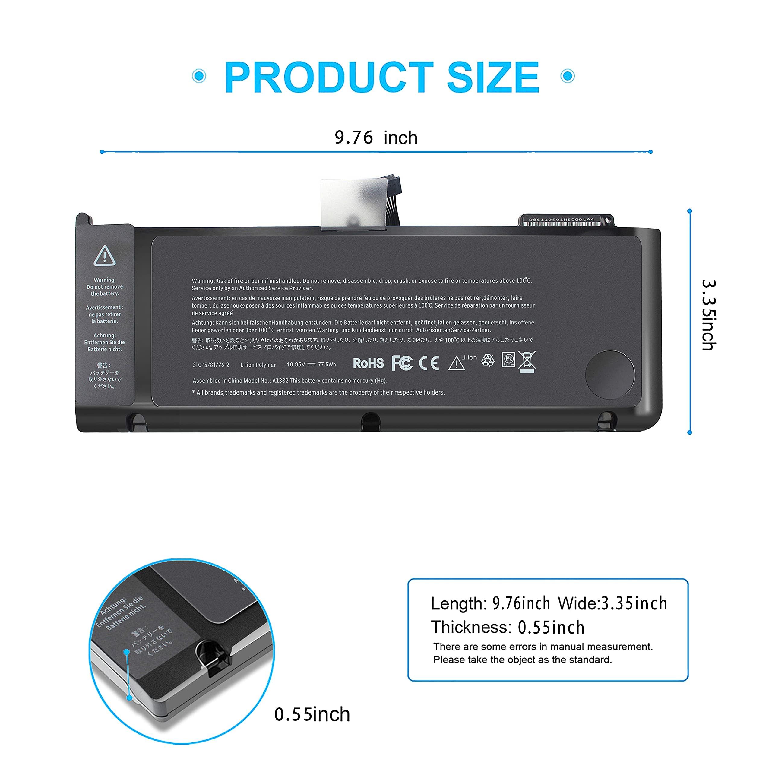 ZAYAUPVL A1382 A1286 Battery for MacBook Pro 15 inch (only for Early 2011 Late 2011 Mid 2012) MC721LL/A MC723LL/A MD035LL/A MD318LL/A MD322LL/A MD103LL/A MD104LL/A - 12 Months Warranty - Image 3