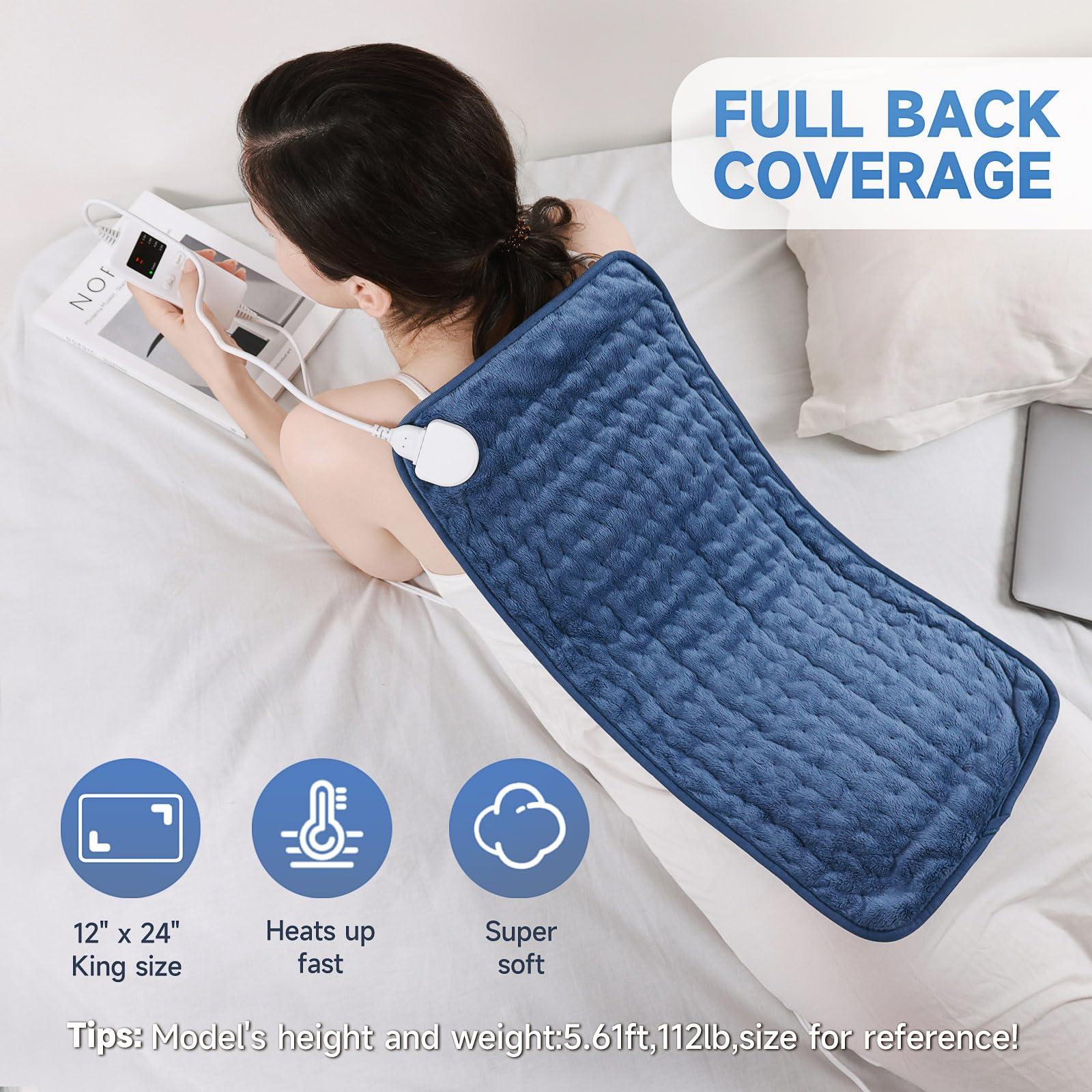 Heating Pad for Back, Heating Pad for Period Cramps with 6 Heat Settings & Timer, Portable Electric Heating Pads for Neck and Shoulders, Christmas Gifts for Women, Men, Blue - Image 8