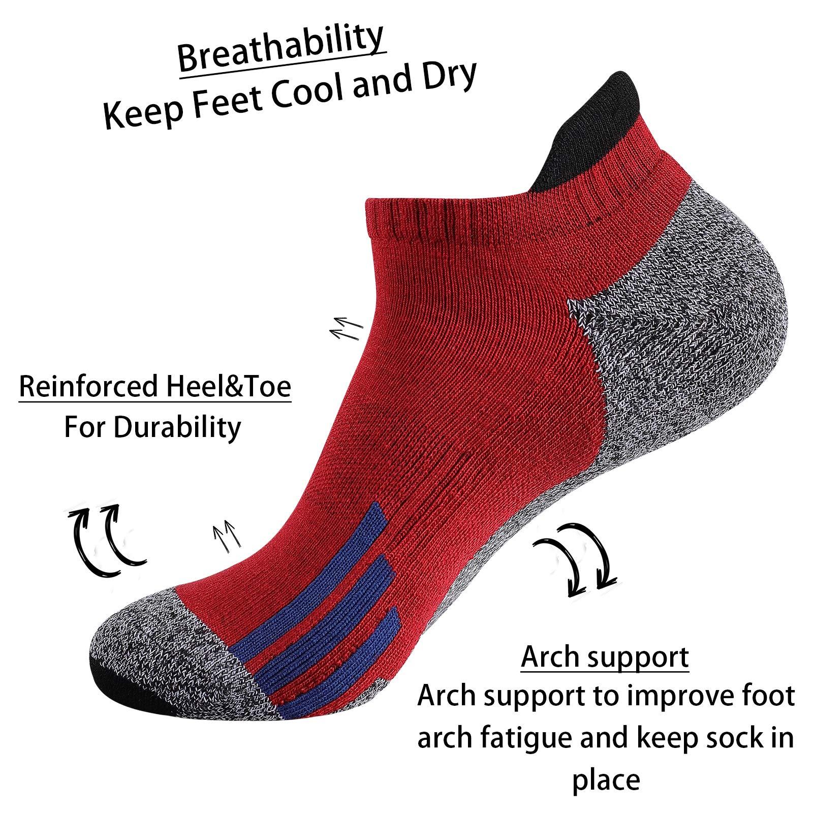 JOYNÉE Mens Ankle Low Cut Athletic Tab Socks for Men Sport Comfort Cushion Sock 6 Pack - Image 3