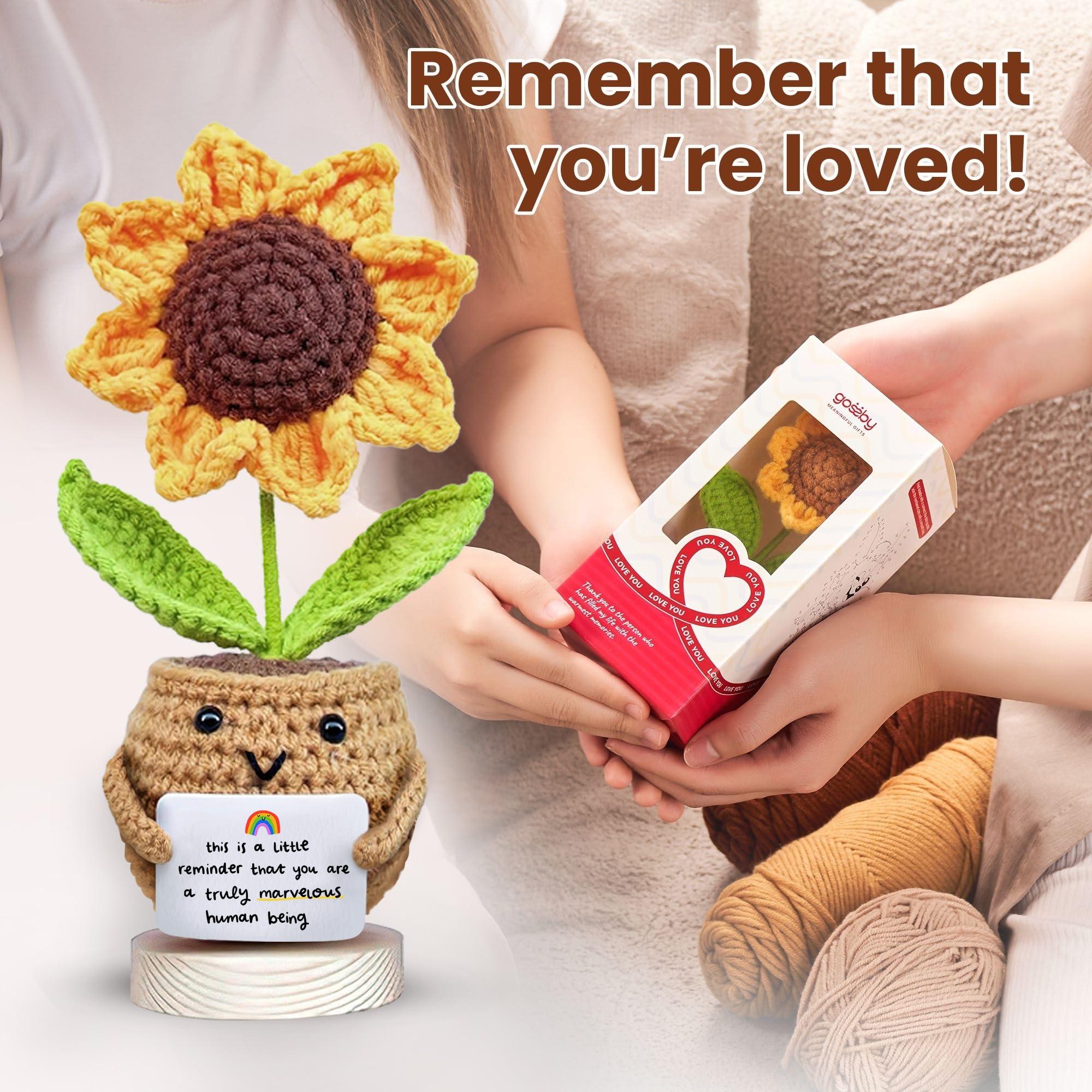 Gossby Positive Sunflower Doll Crochet with Card - This is A Little Reminder - Appreciation Gift for Coworker, Best Friend, Teacher, Sister, Mom - Christmas, Birthday, Thank You Gift for Women, Men - Image 7