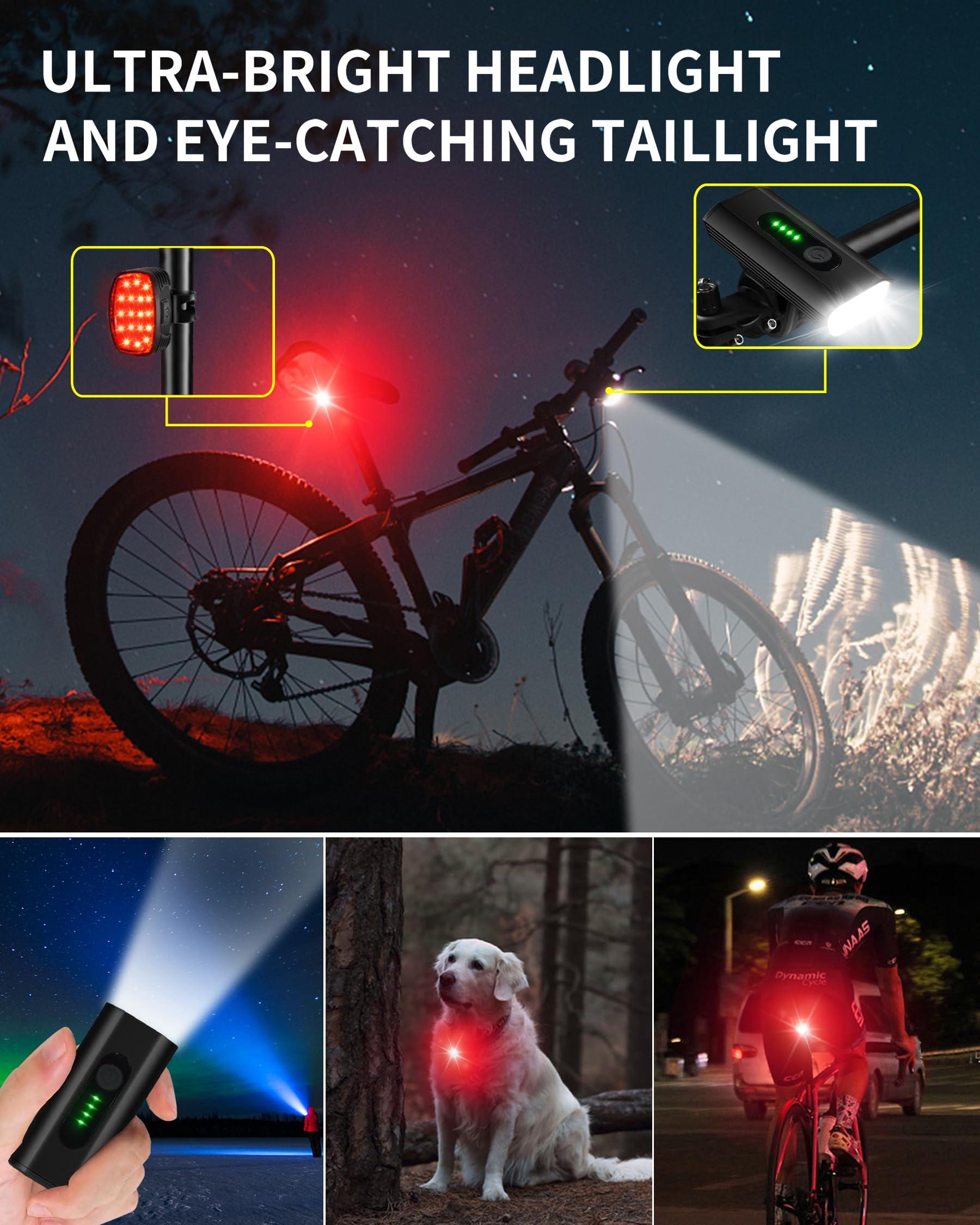 DARKBEAM Bike Headlight Rechargeable USB-C, Bicycle Lights 4000LM Ultra Bright, Mountain Bike Light Set for Night Riding, 6+5 Mode Waterproof Front Bike Light & Rear Light for Road, Cycling - Image 6