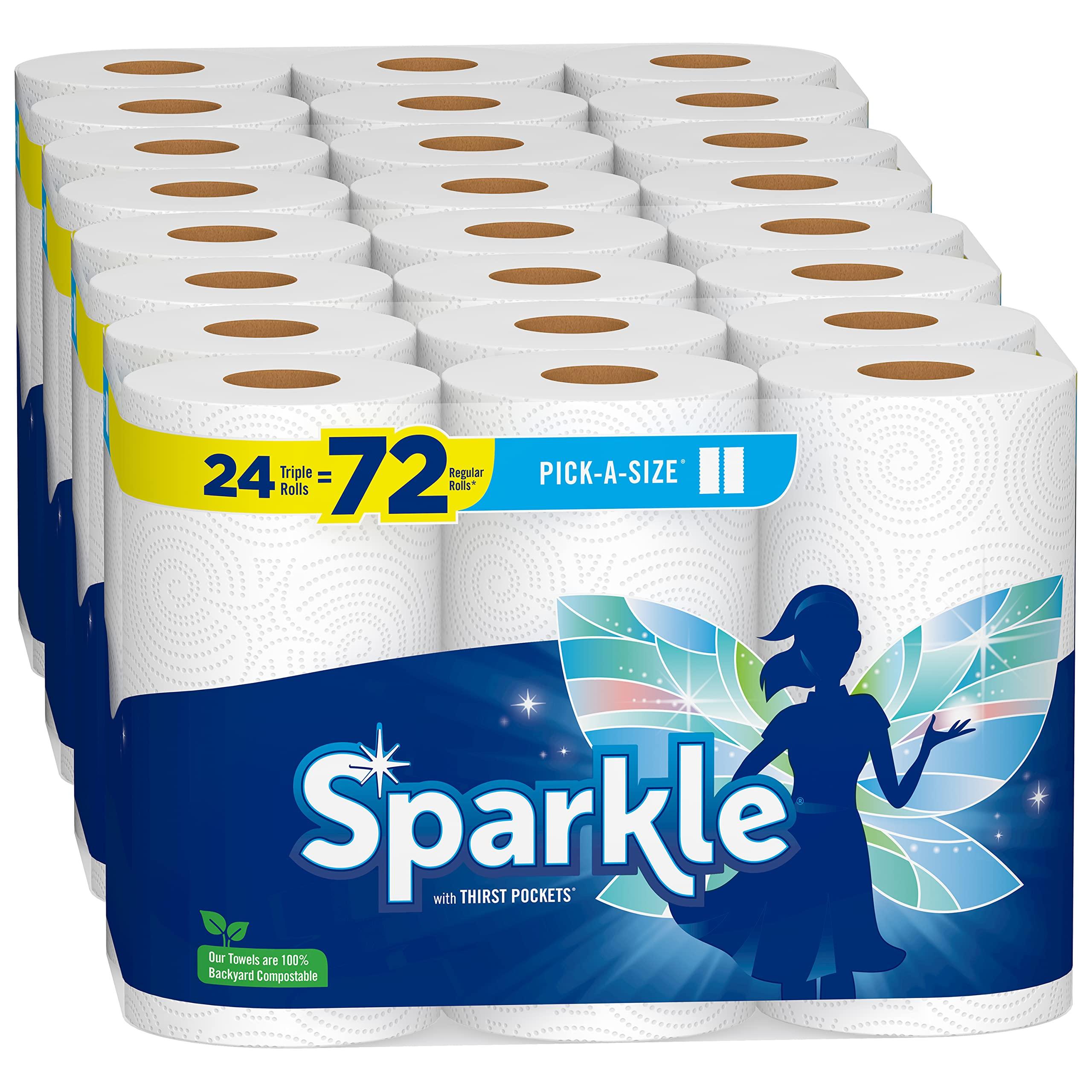 Sparkle Pick-A-Size Paper Towels, 24 Triple Rolls = 72 Regular Rolls, Everyday Value Paper Towel With Full And Half Sheets