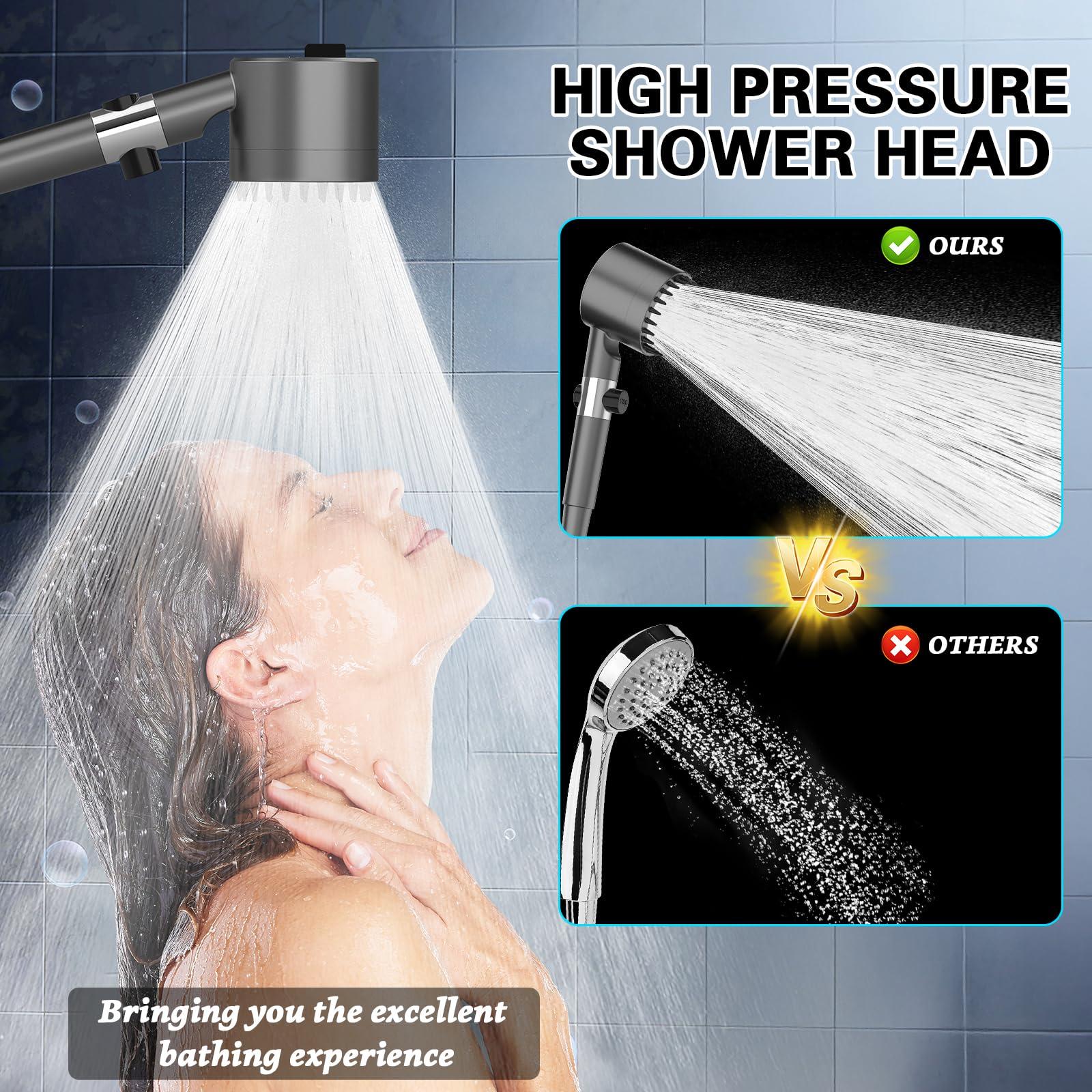FLUPEYA Filtered Shower Head with Handheld, High Pressure Shower Heads 3 Spray Mode with ON/OFF Switch, Power Wash for Bathroom Cleaning, Shower Head with Filters Prevents Dry Skin and Damaged Hair - Image 2