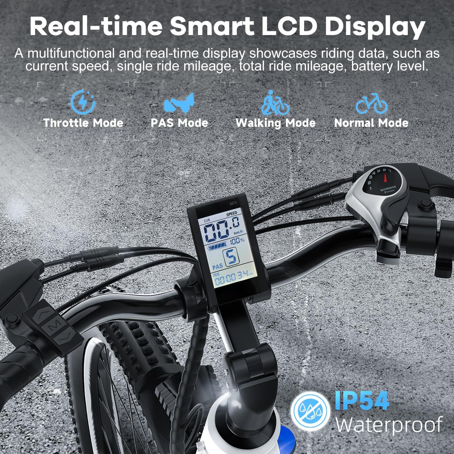 Cybervelo 1000 Peak Electric Bike for Adults,up 80 Miles Removable Battery Ebike, 26" Electric E Bike with 7-Speed,Adult Electric Bicycles for Commute Beach Snow Womens All Terrain - Image 5