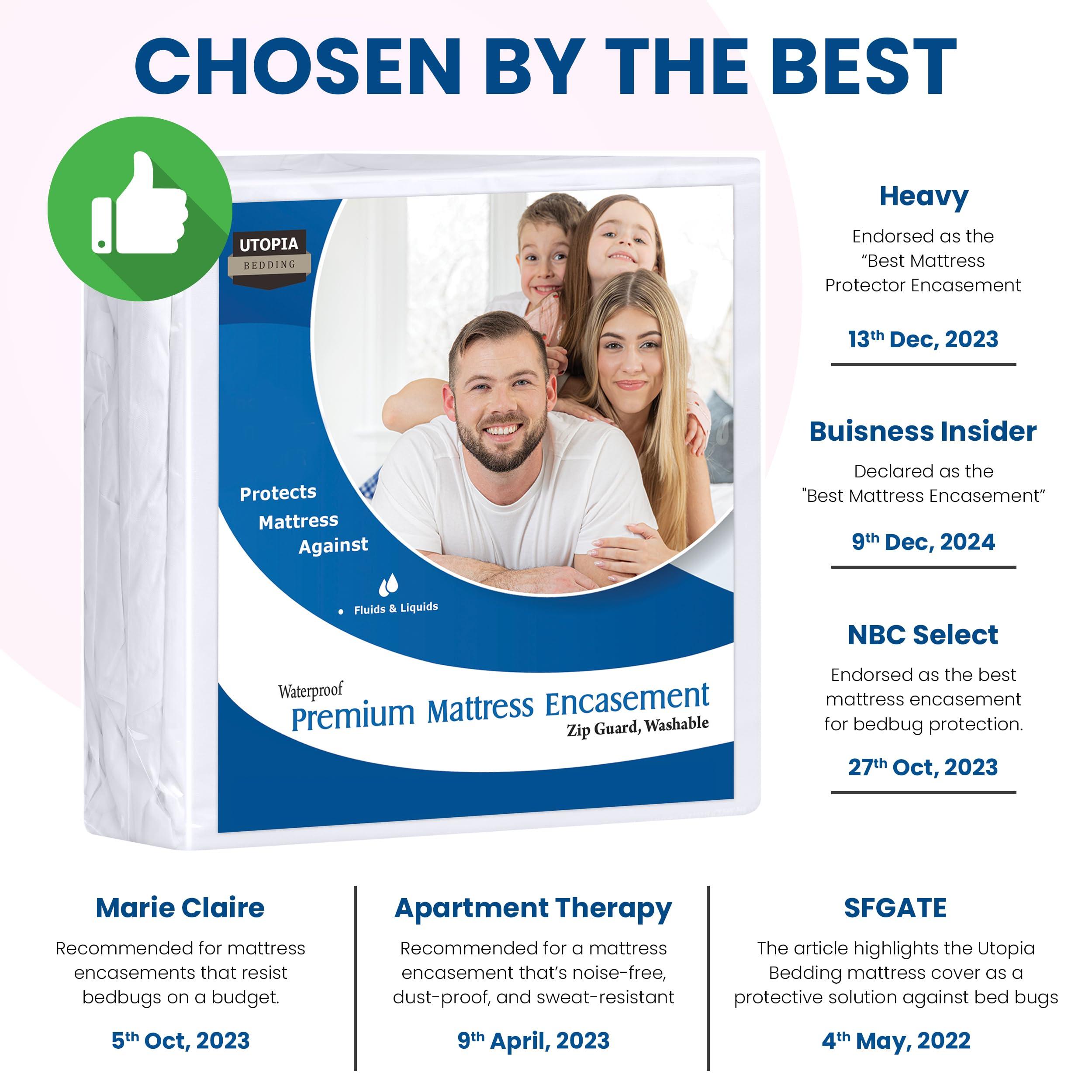 Utopia Bedding Premium Waterproof Bed Bug Mattress Cover, Queen Zippered Mattress Protector, 12 Inches Deep, Dust Mite Proof 6-Sided Mattress Encasement for Bed - Image 5