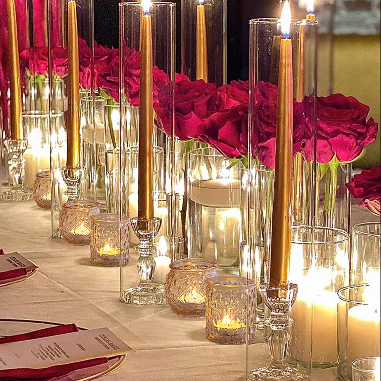 NITIME 36pcs Assorted Gold Votive Candle Holders, Tea Light Candle Holder Glass, Gold Candle Holders for Wedding, Table Centerpiece, Brithday and Holiday Decorations - Image 4