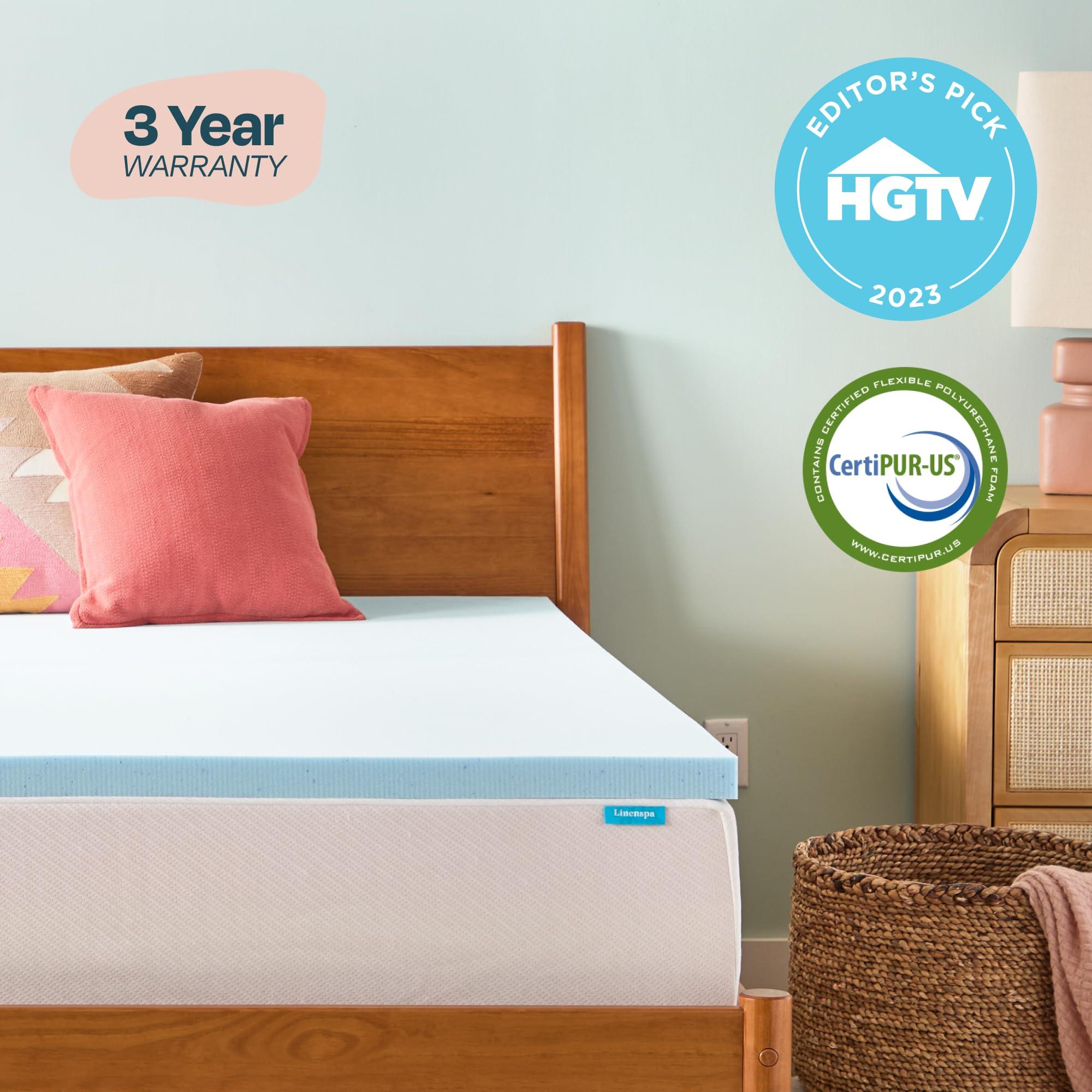 LINENSPA Memory Foam Mattress Topper - 2 Inch Gel Infused Memory Foam - Plush Feel - Cooling and Pressure Relieving - CertiPUR Certified - Dorm Room Essentials - Queen Size - Image 6