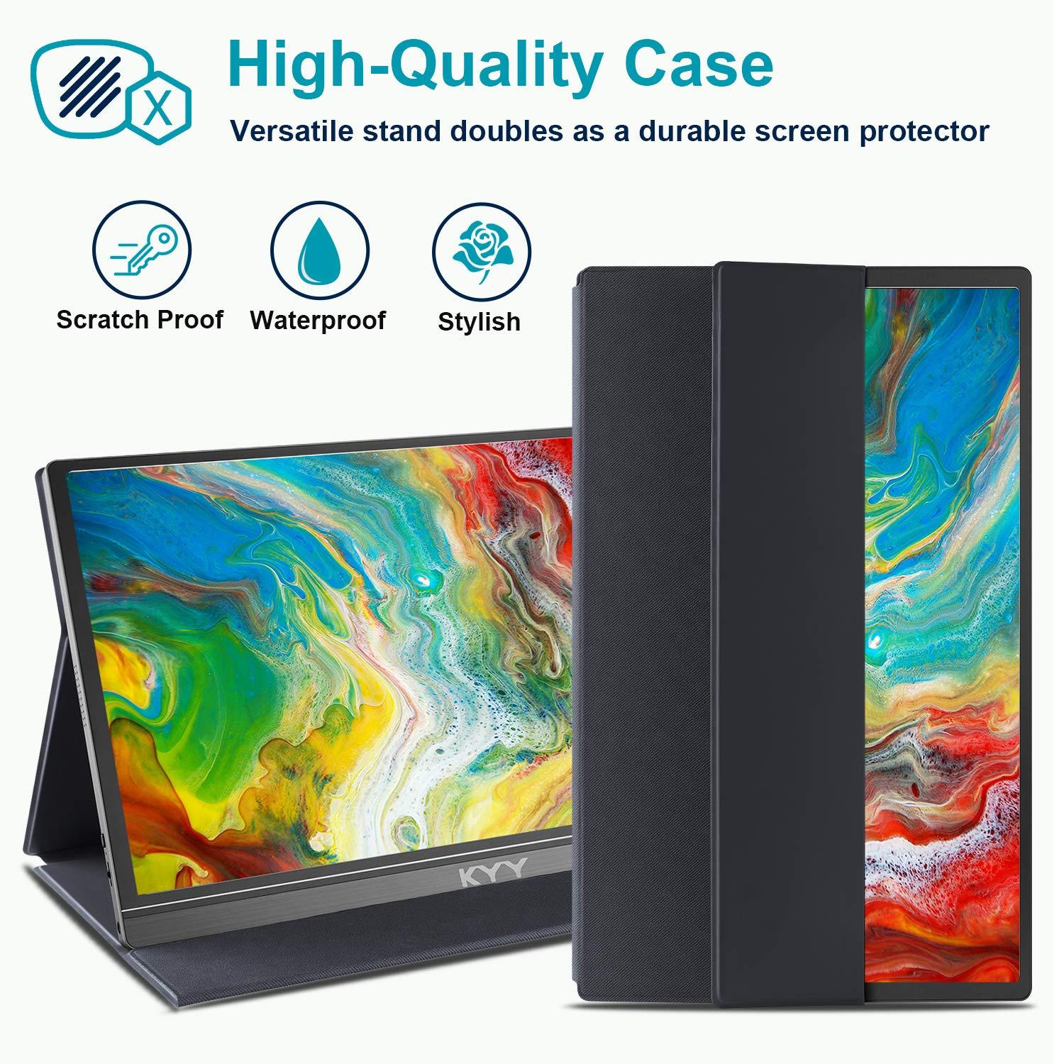 KYY 15.6inch Portable Monitor 1080P FHD IPS Gaming Monitor, Computer Display, for Laptop PC MAC Phone PS4 Xbox Switch, 1080P, FHD, USB-C, HDMI, Premium Smart Cover, Screen Protector, Speakers, HDR - Image 4